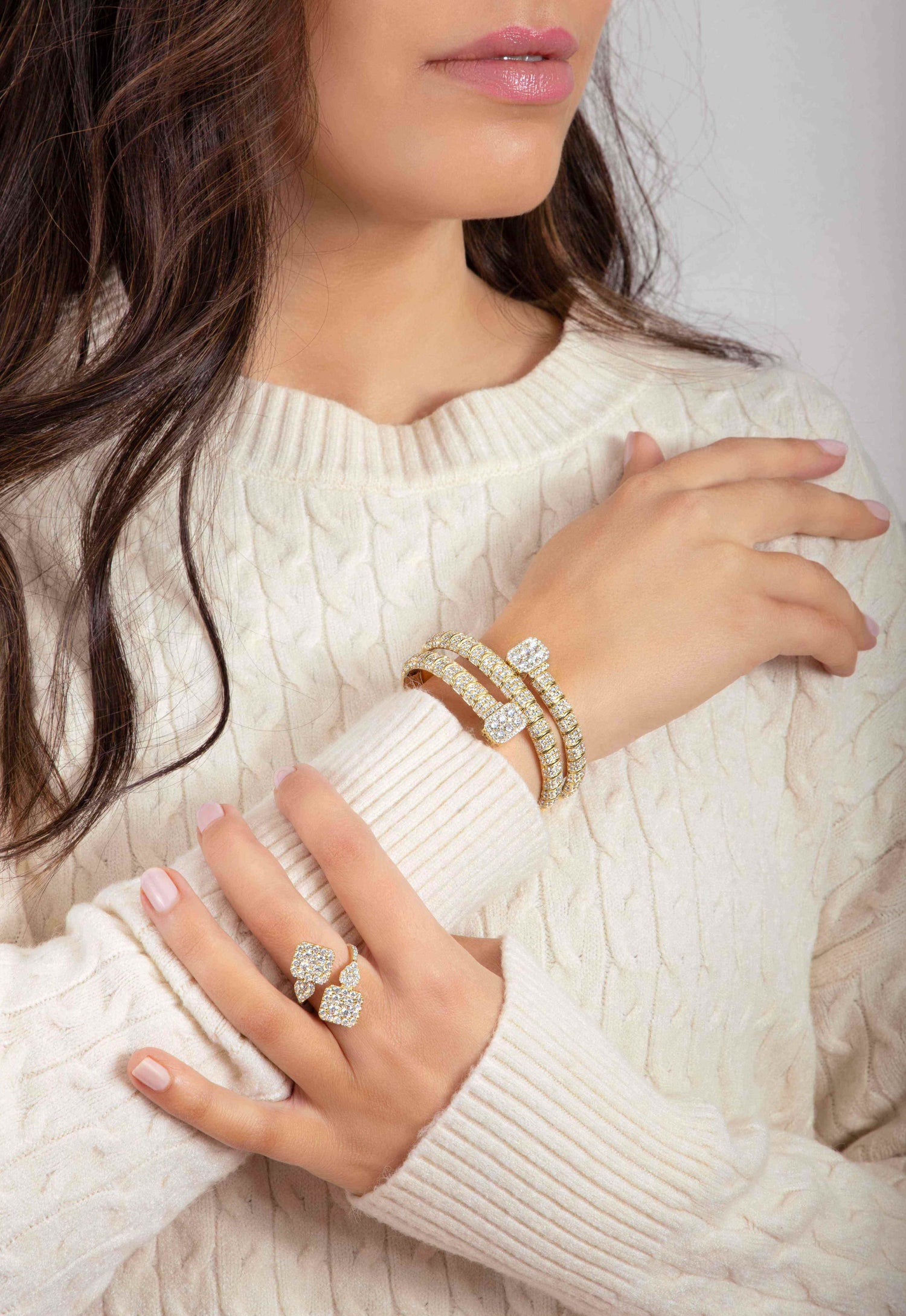 Yellow Gold Diamond Wrap Bangle