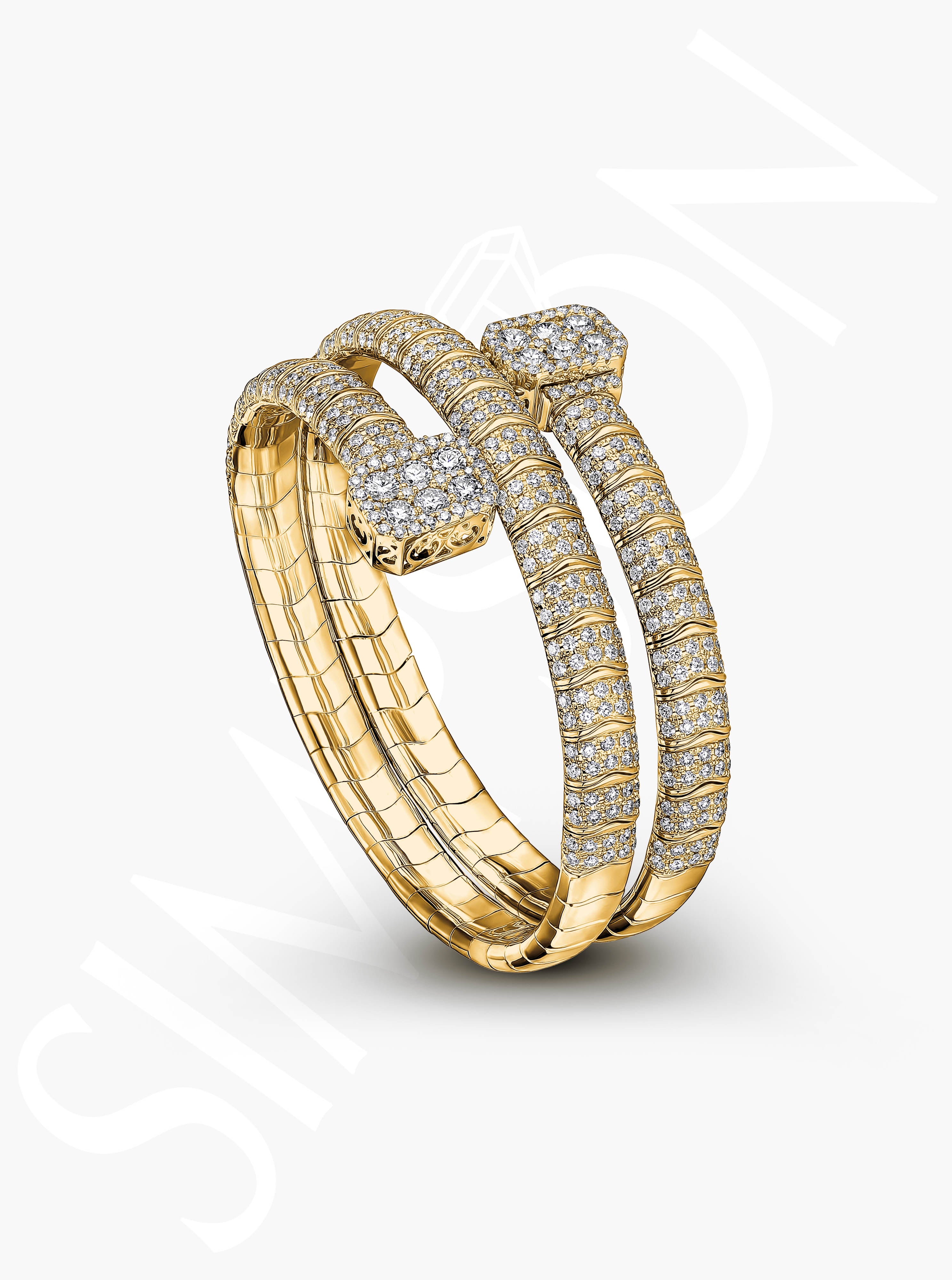 Yellow Gold Diamond Wrap Bangle