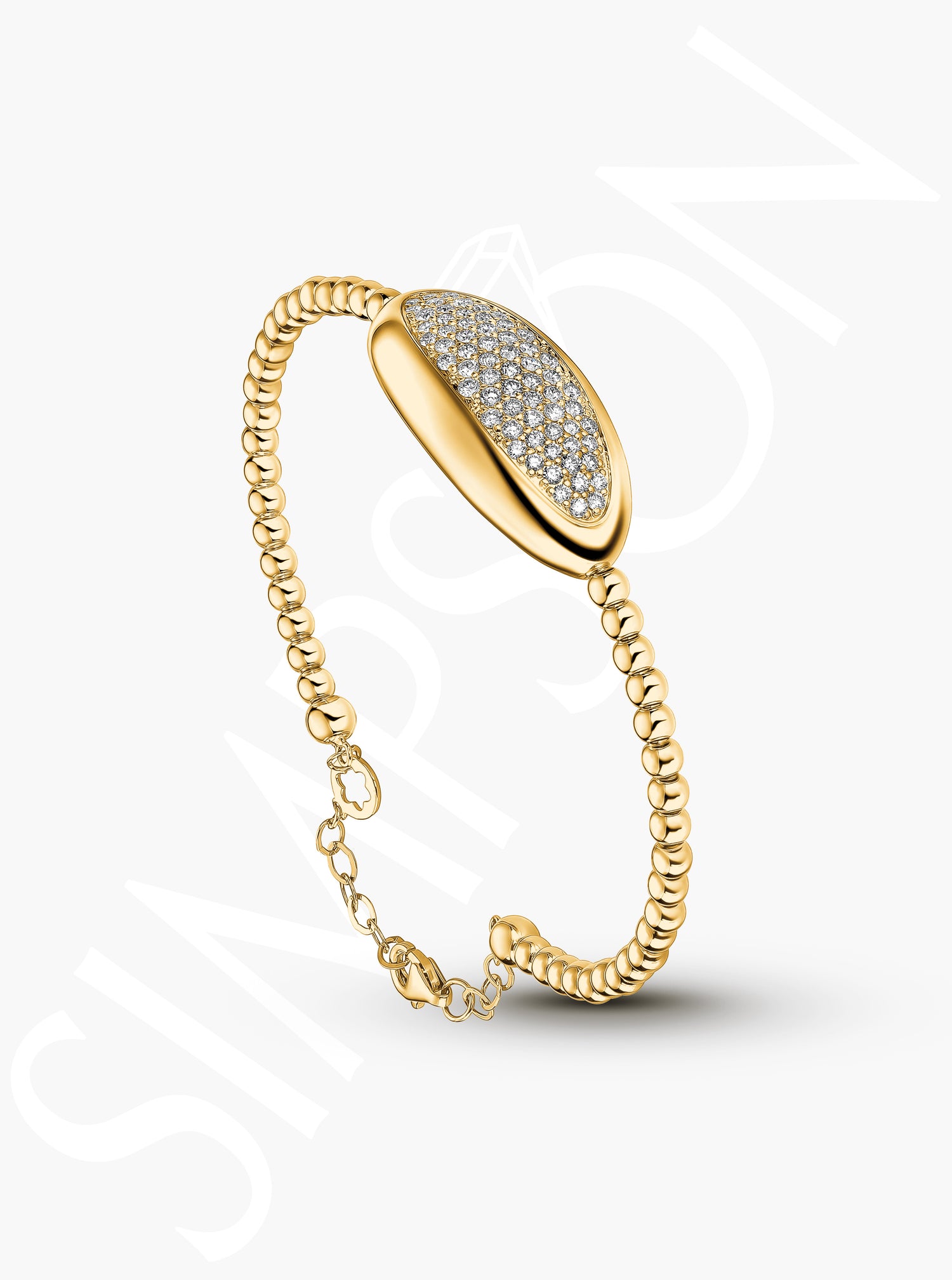 Oval Pavé Diamond Bangle