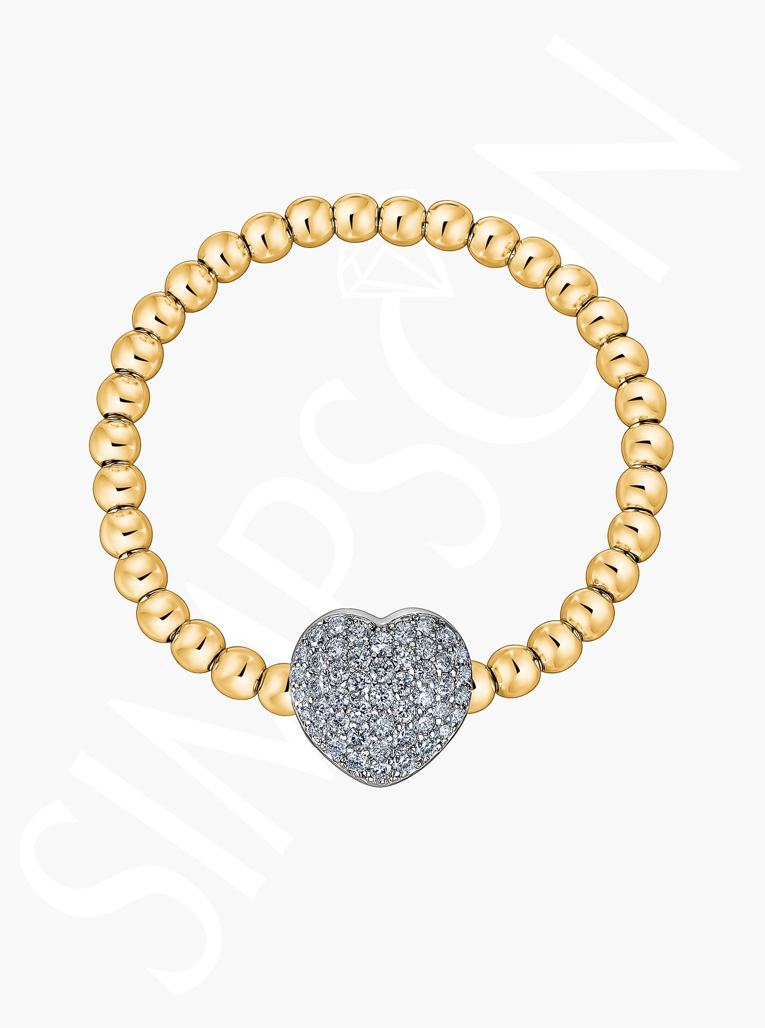 Pavé Diamond Heart Stretch Bracelet