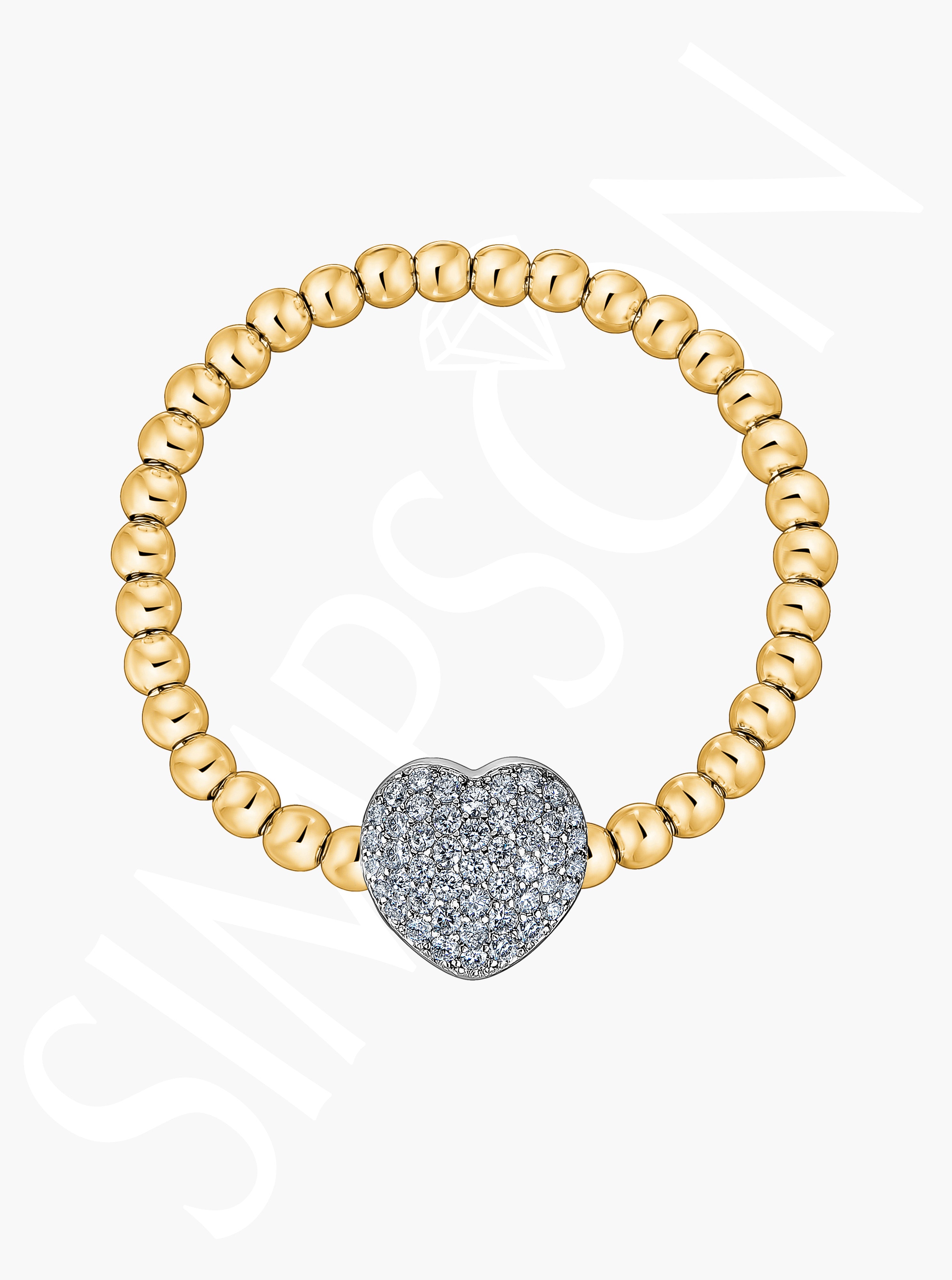 Pavé Diamond Heart Stretch Bracelet