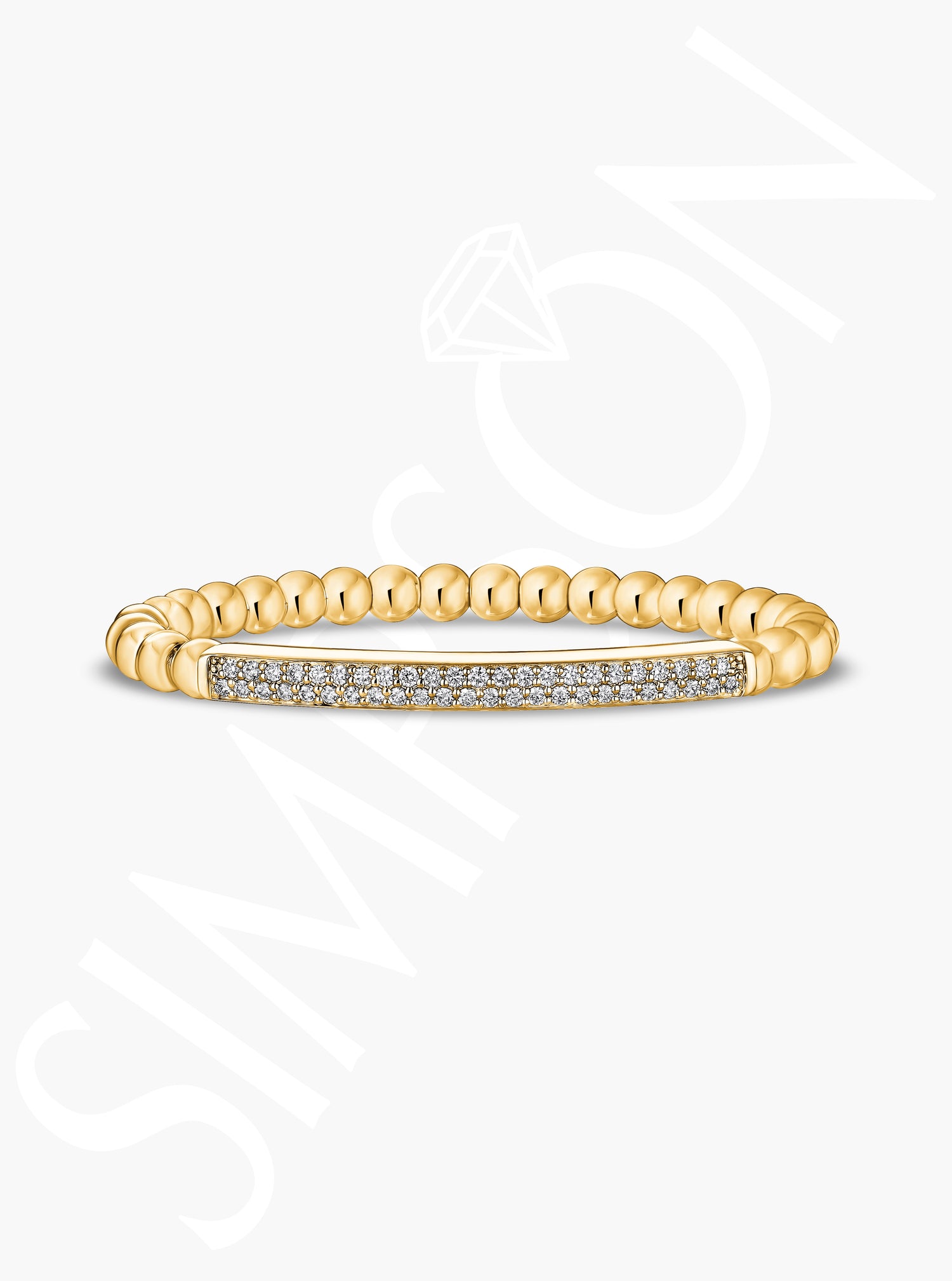 Gold Beaded Diamond Stretch Bracelet