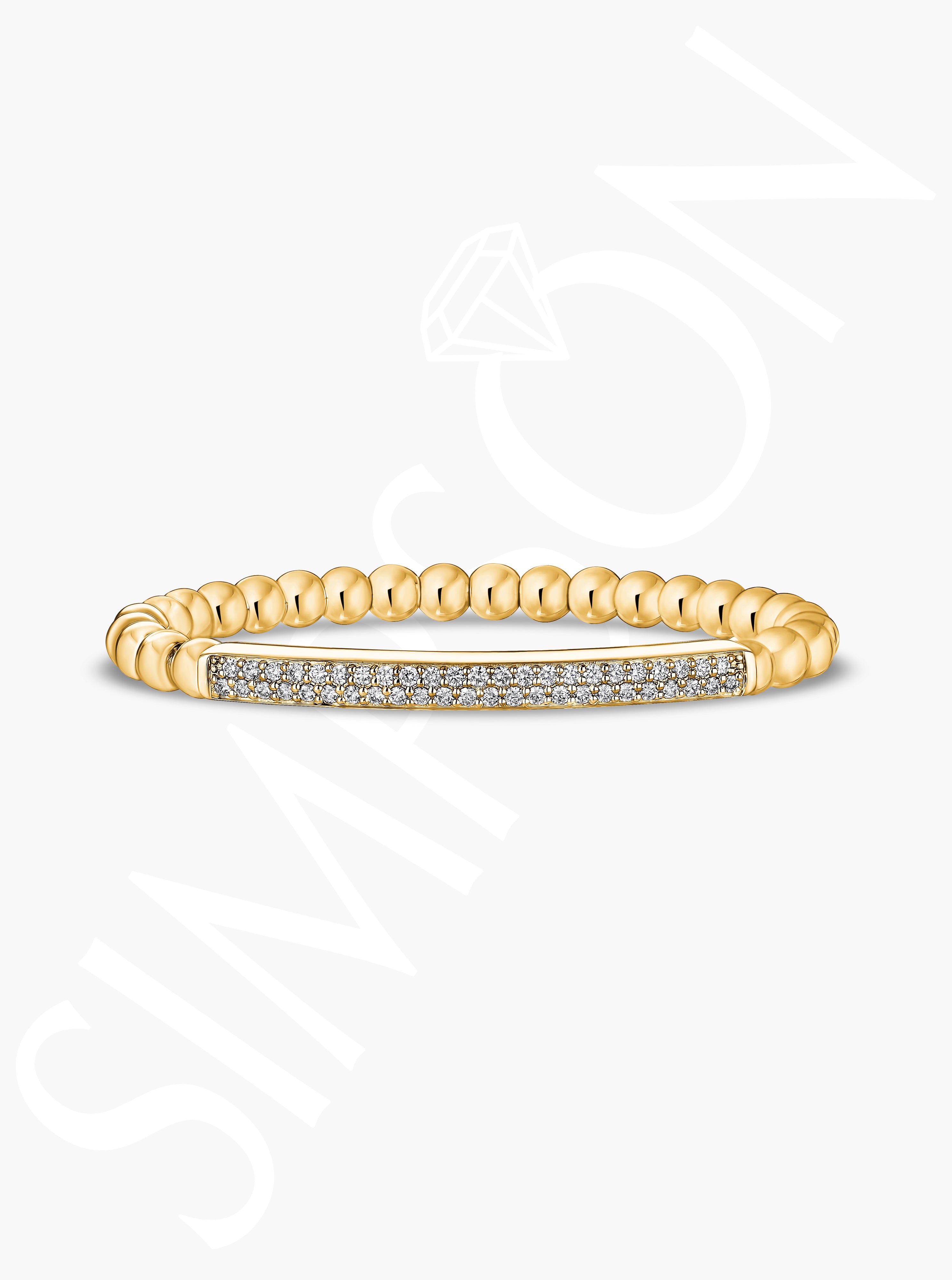 Gold Beaded Diamond Stretch Bracelet