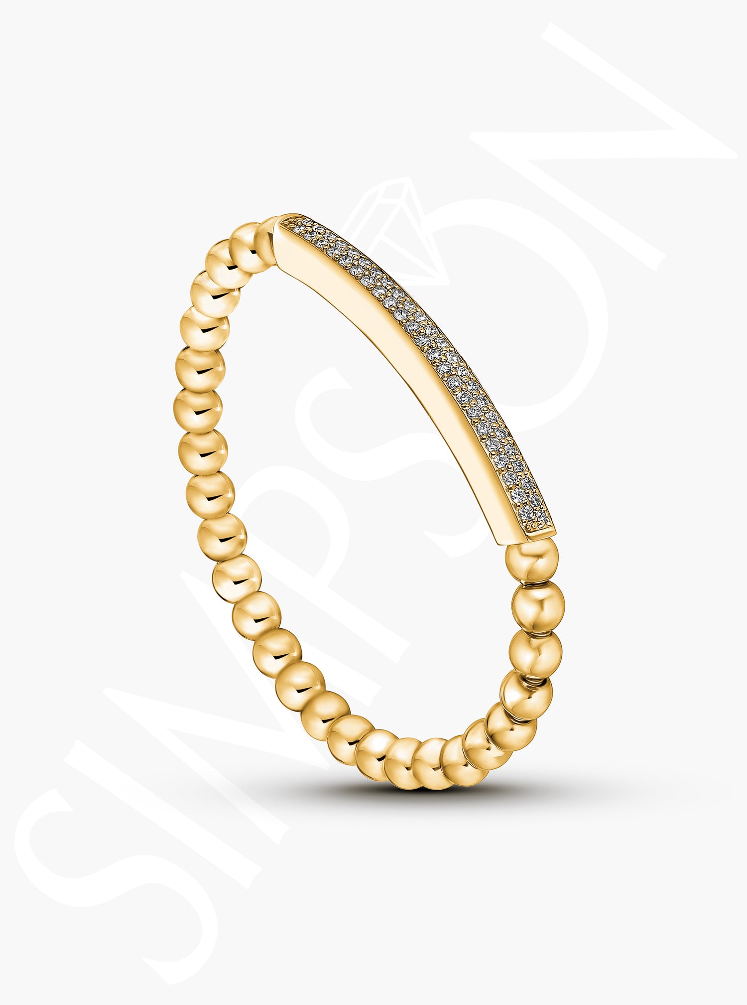 Gold Beaded Diamond Stretch Bracelet