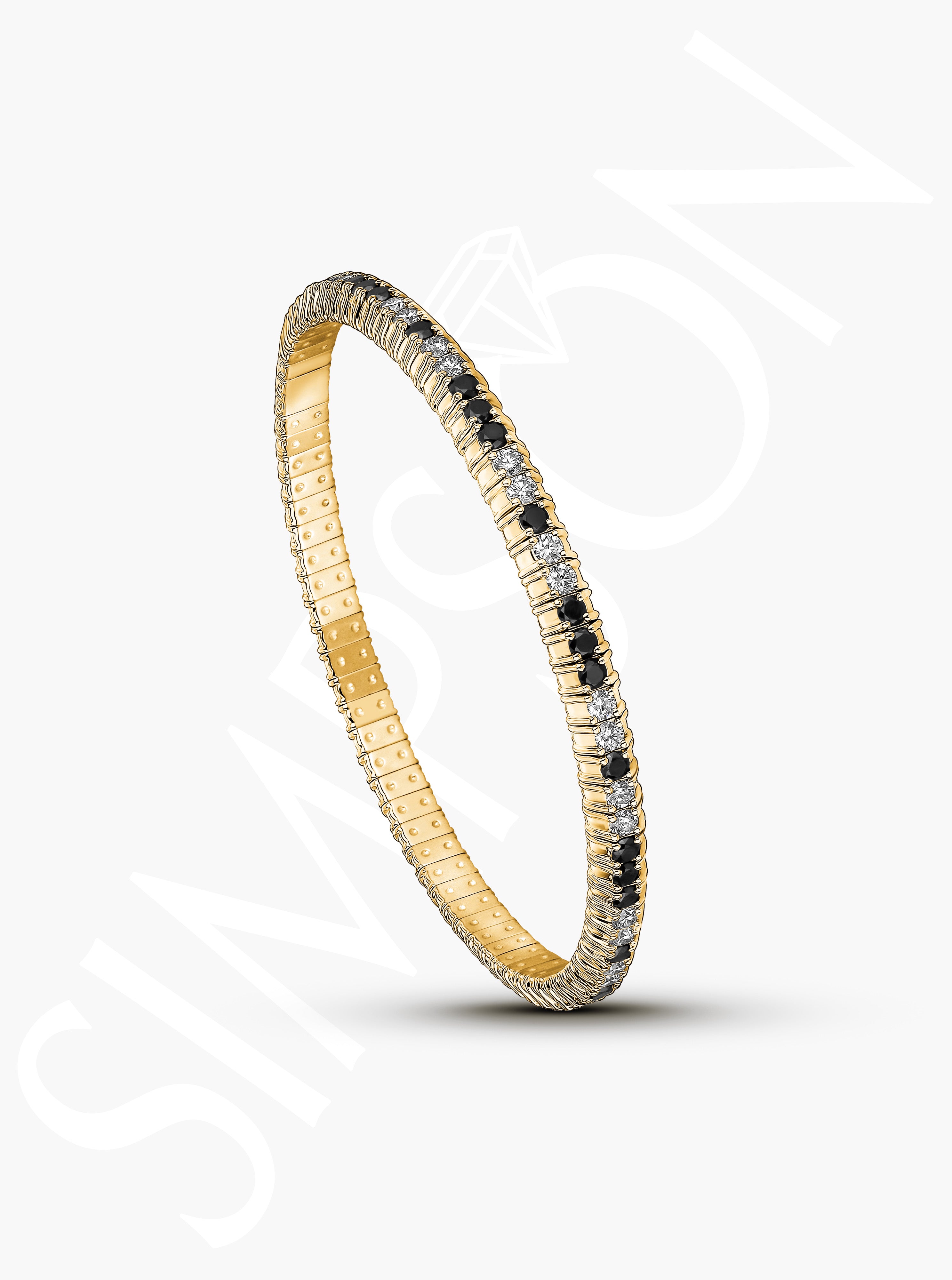 Black and White Diamond Stretch Bracelet