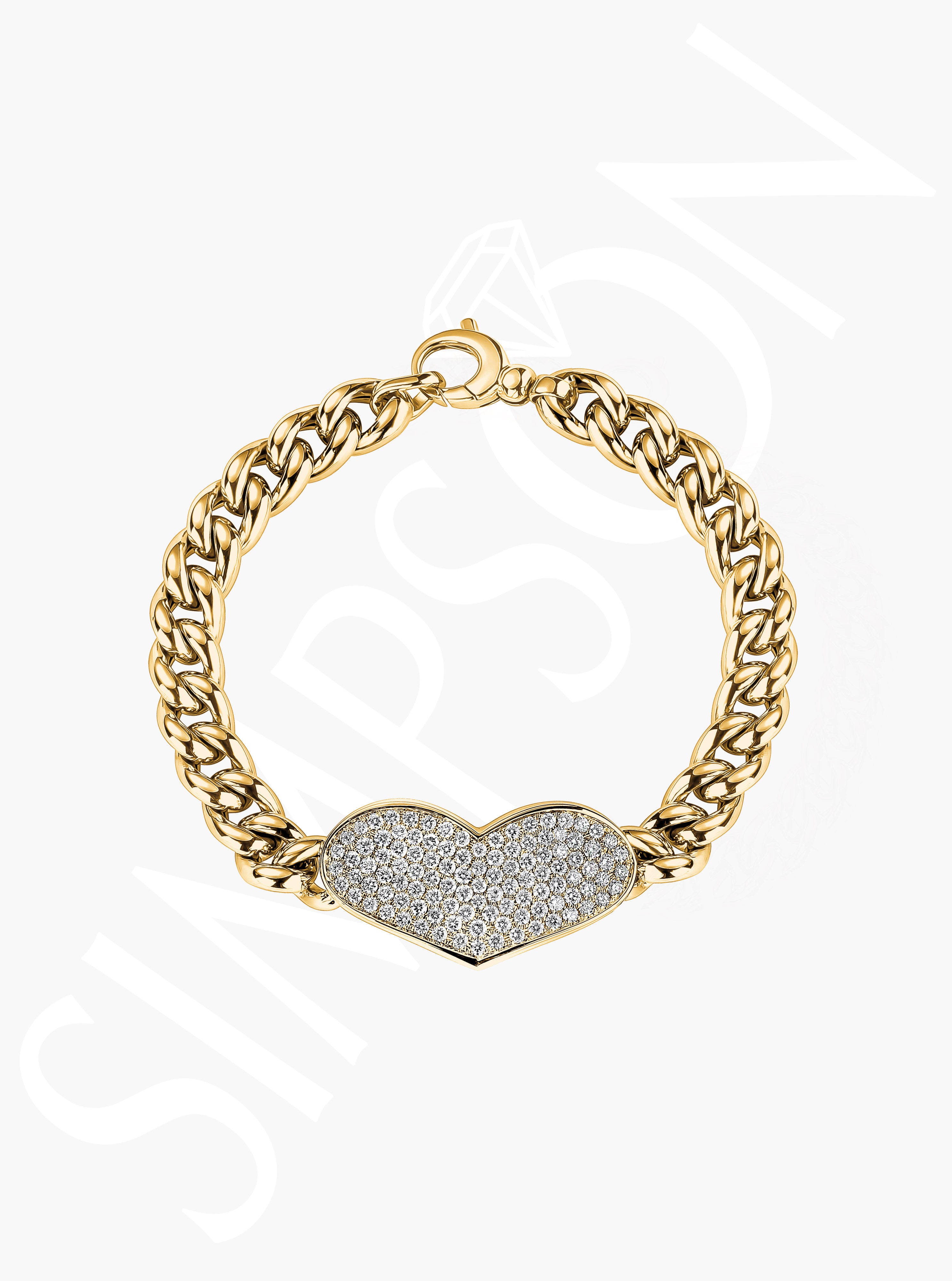 Pavé Diamond Heart Link Bracelet
