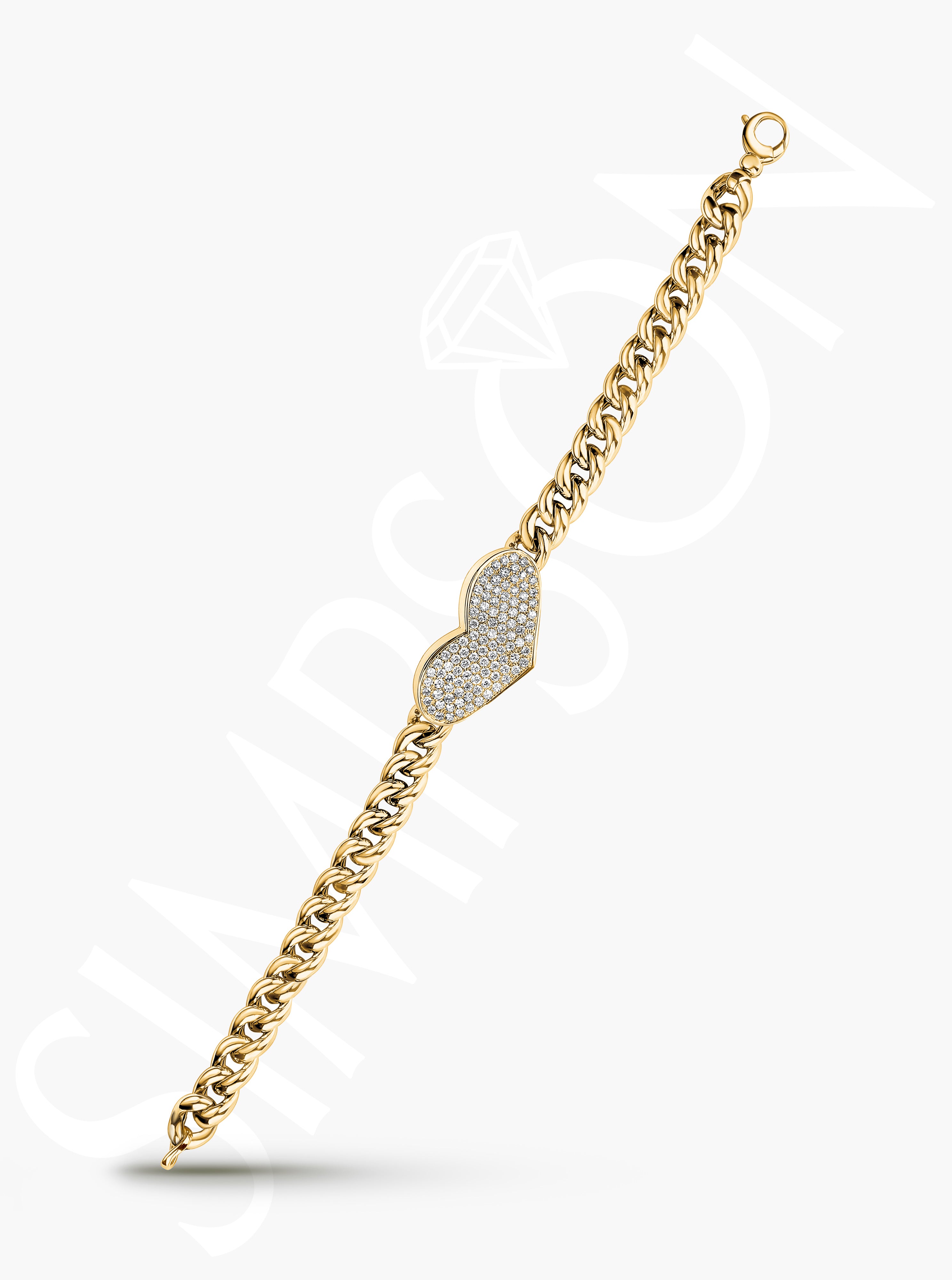 Pavé Diamond Heart Link Bracelet