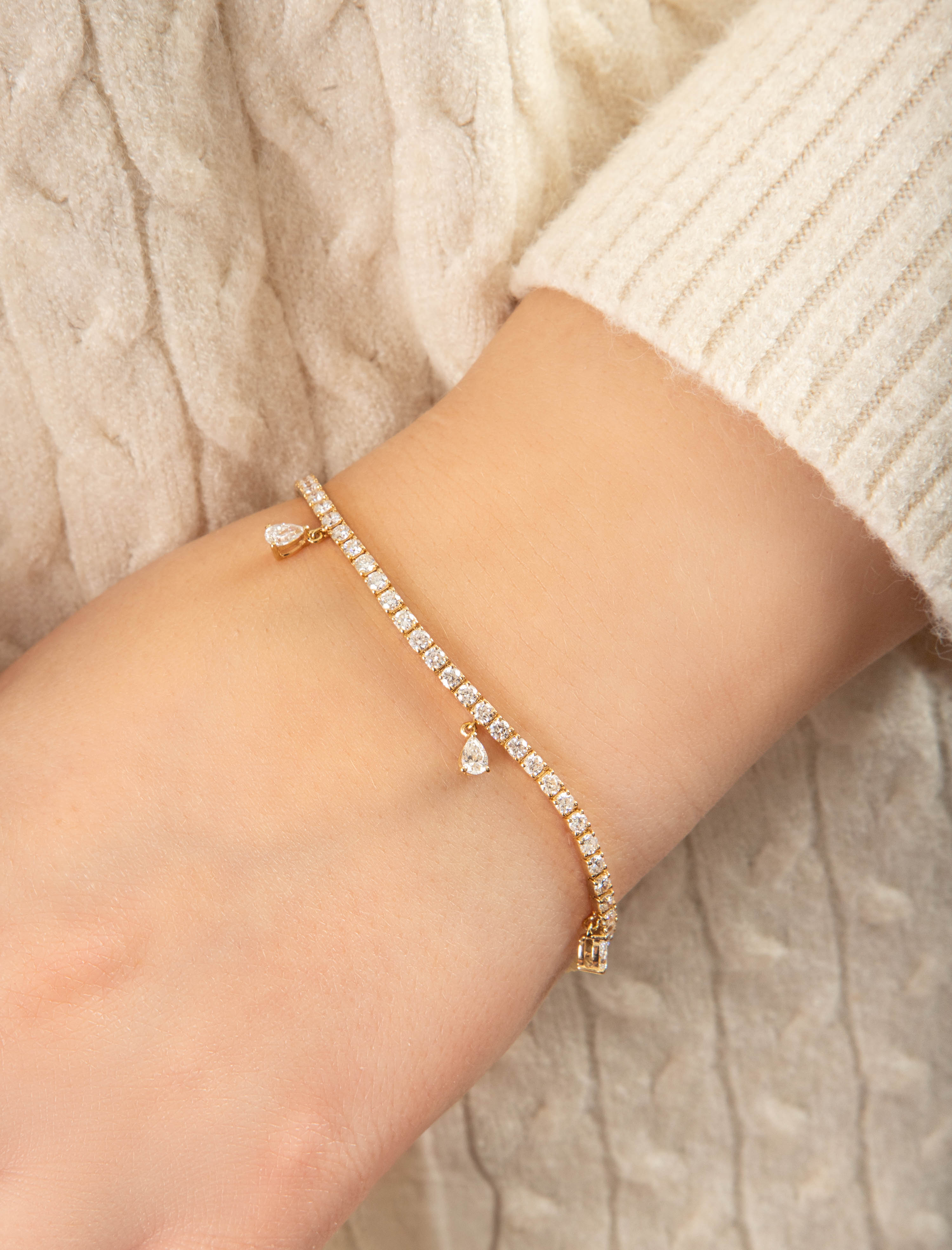 Diamond Bracelet with Drop Accents