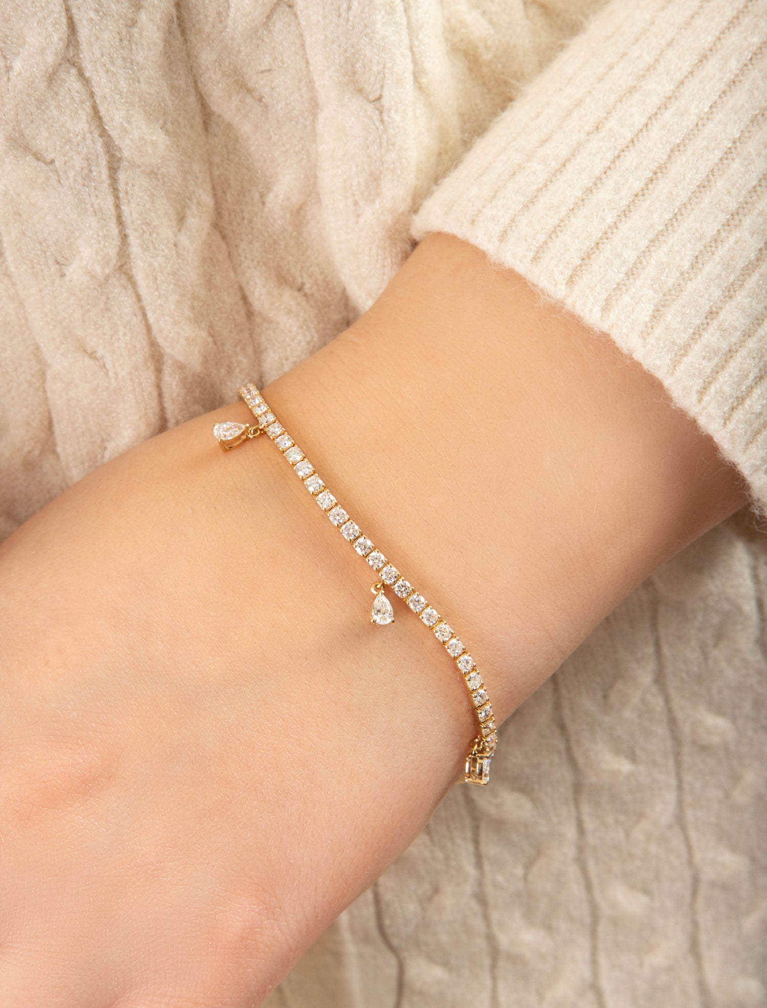 Diamond Bracelet with Drop Accents