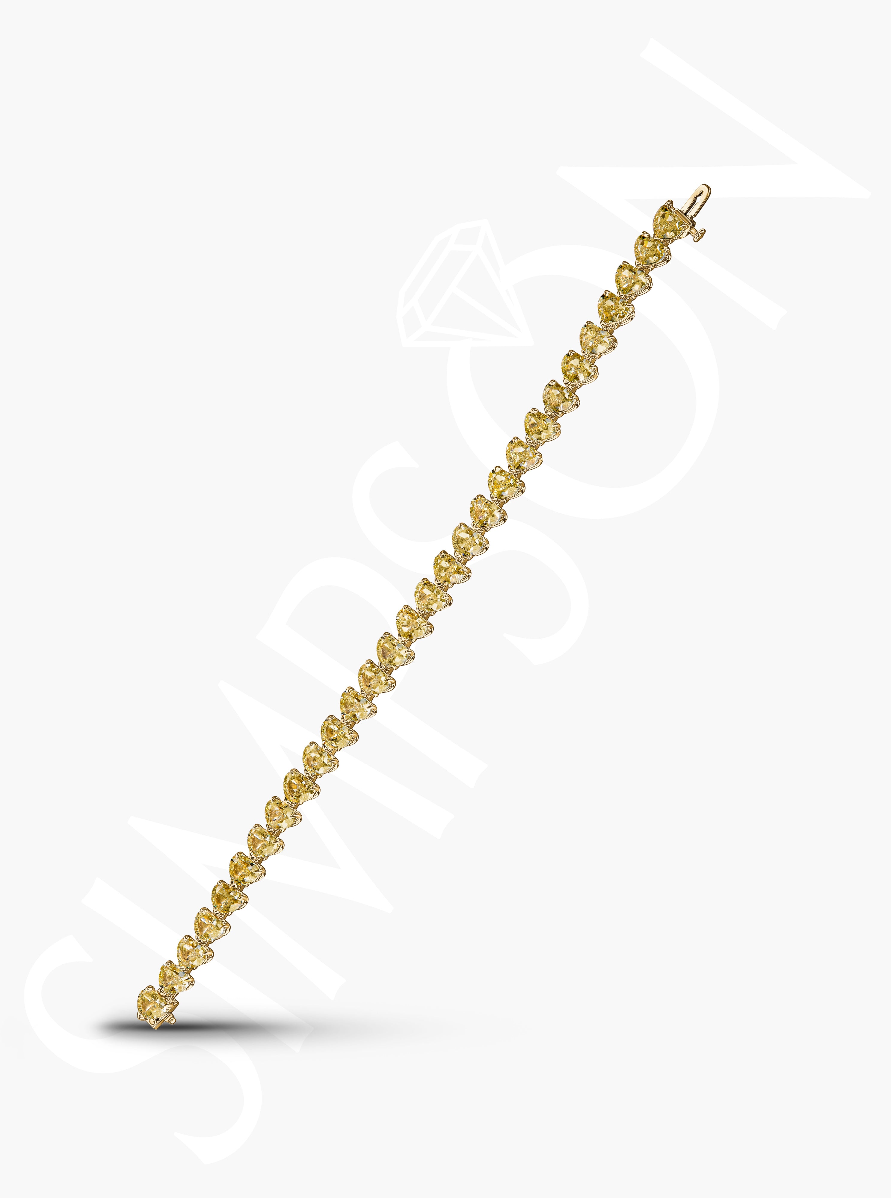 Yellow Diamond Heart Tennis Bracelet