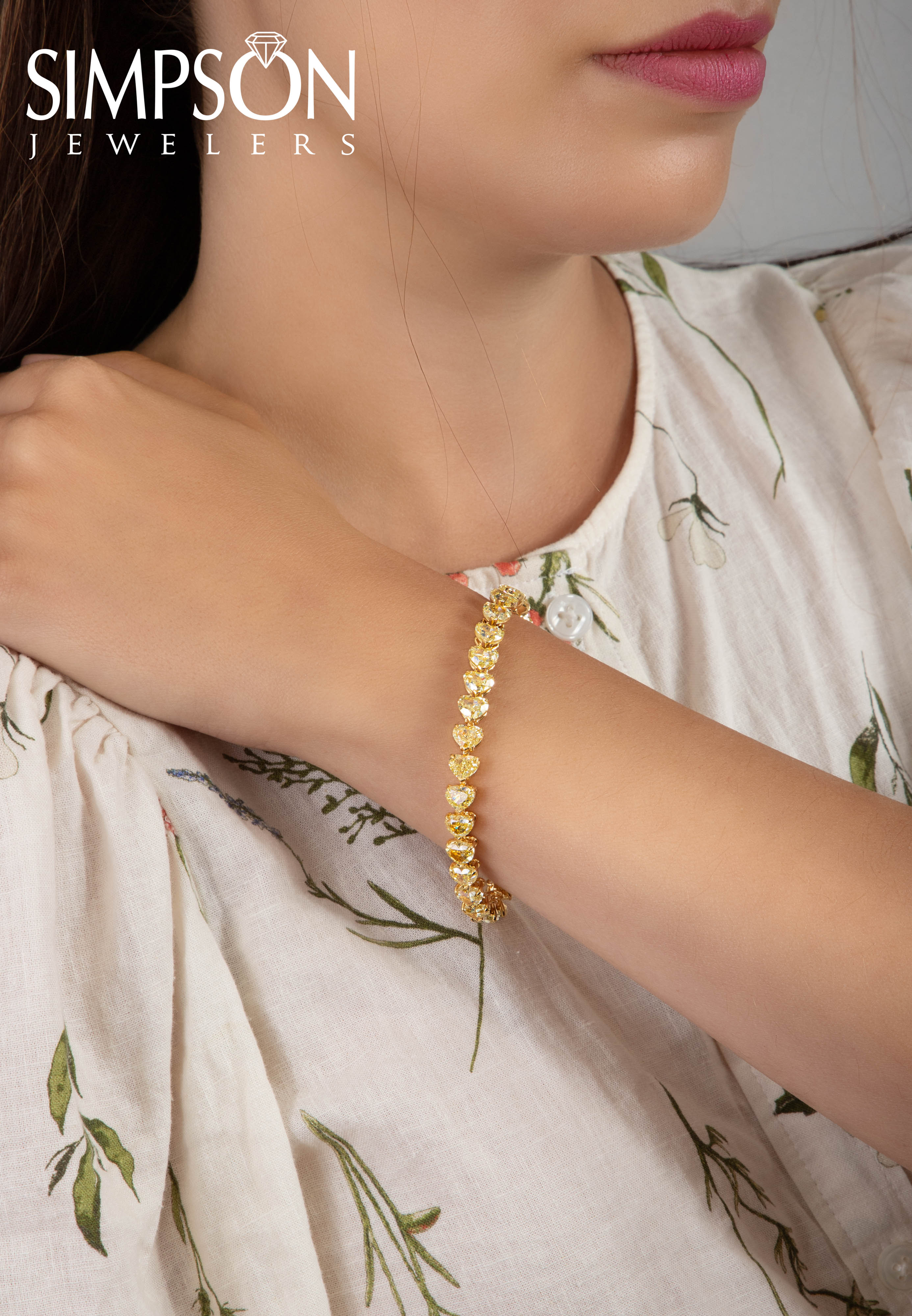 Yellow Diamond Heart Tennis Bracelet