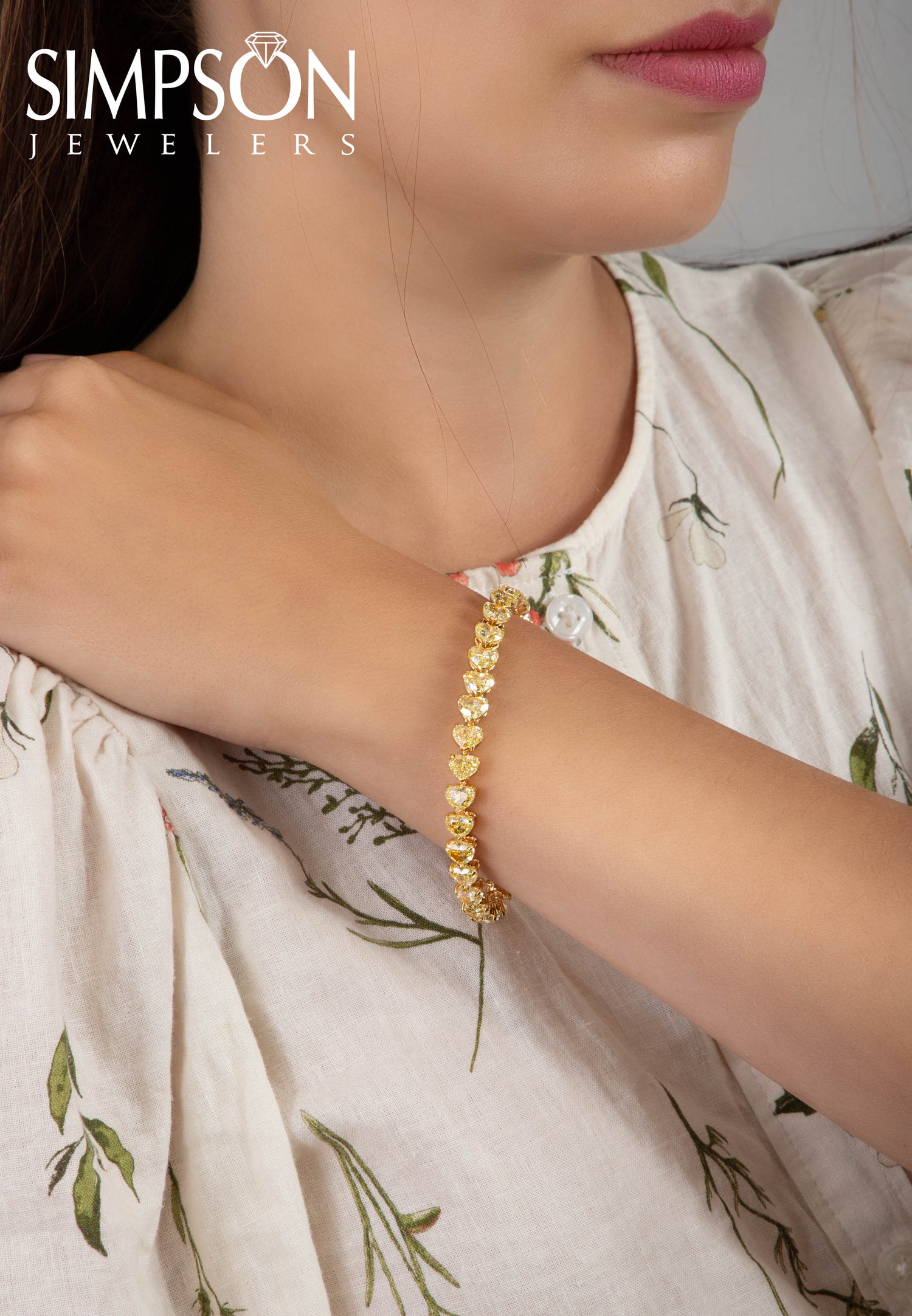 Yellow Diamond Heart Tennis Bracelet