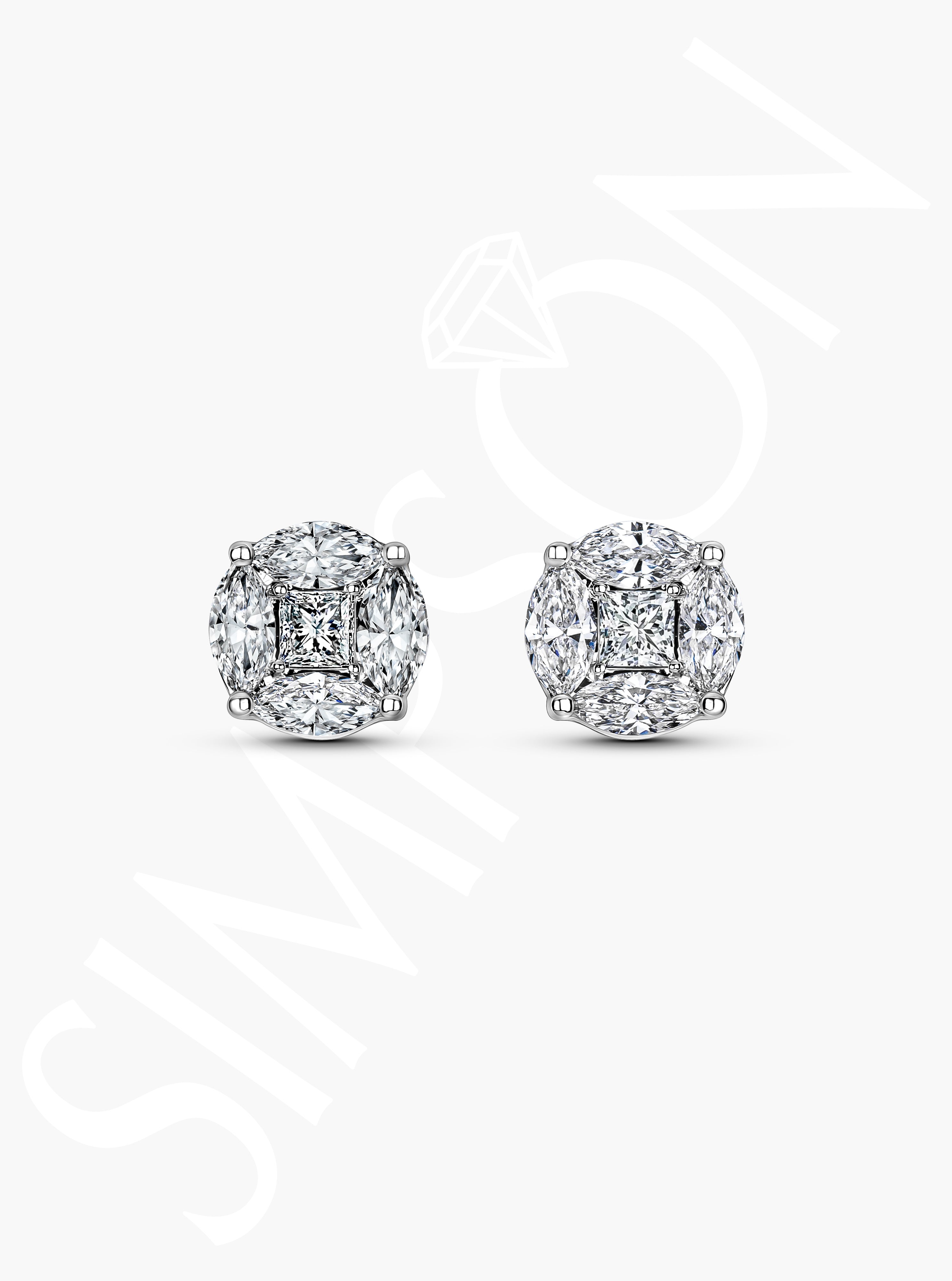 Dual-Cut Diamond Stud Earrings