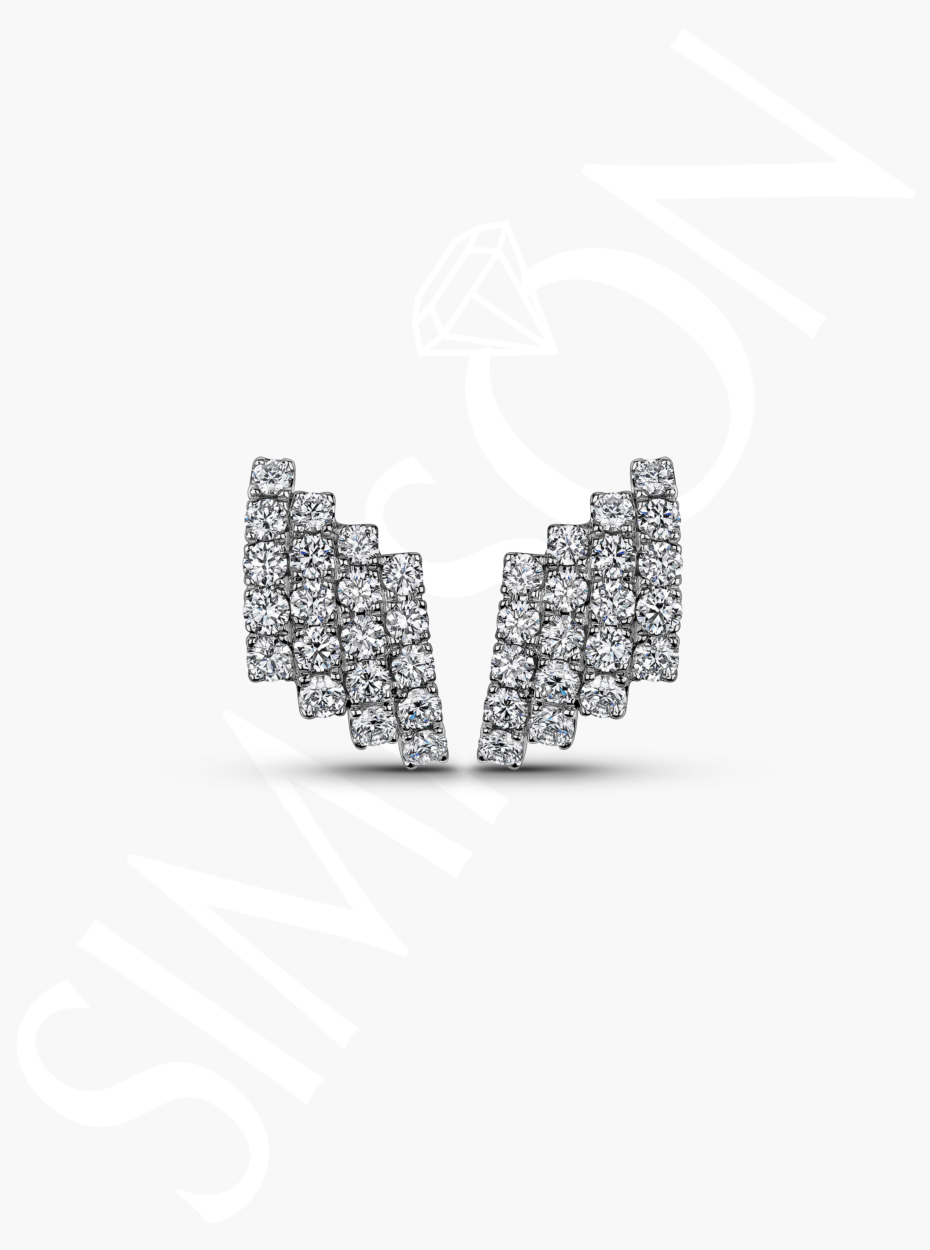 Multi-Row Diamond Fan Earrings