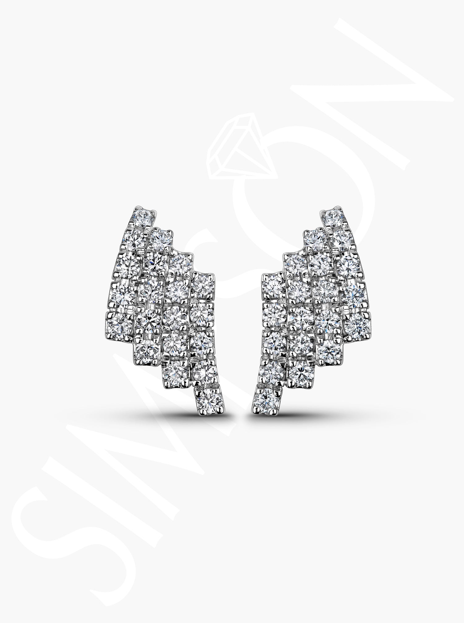 Multi-Row Diamond Earrings