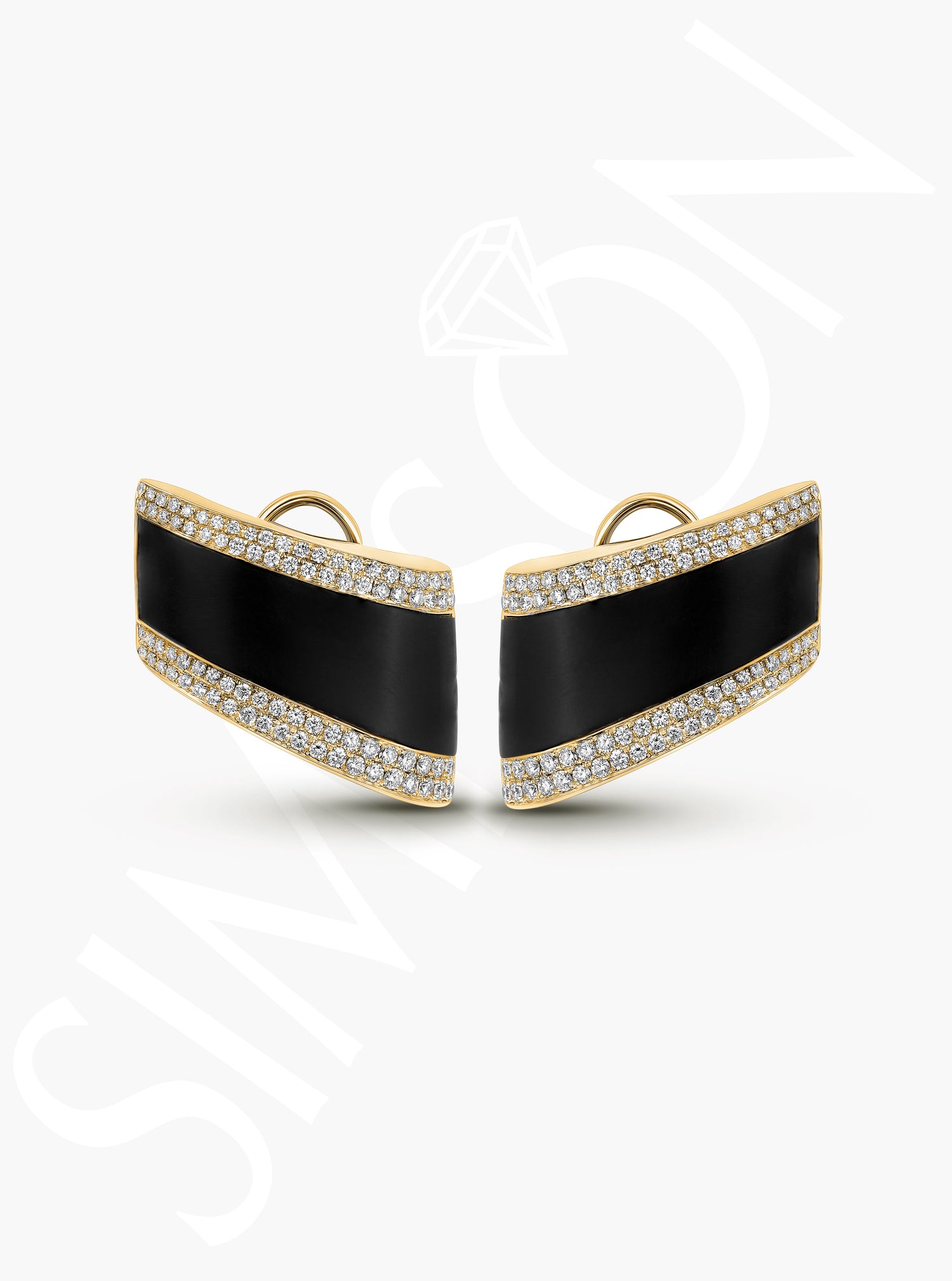 Ebony Inlay Diamond Earrings