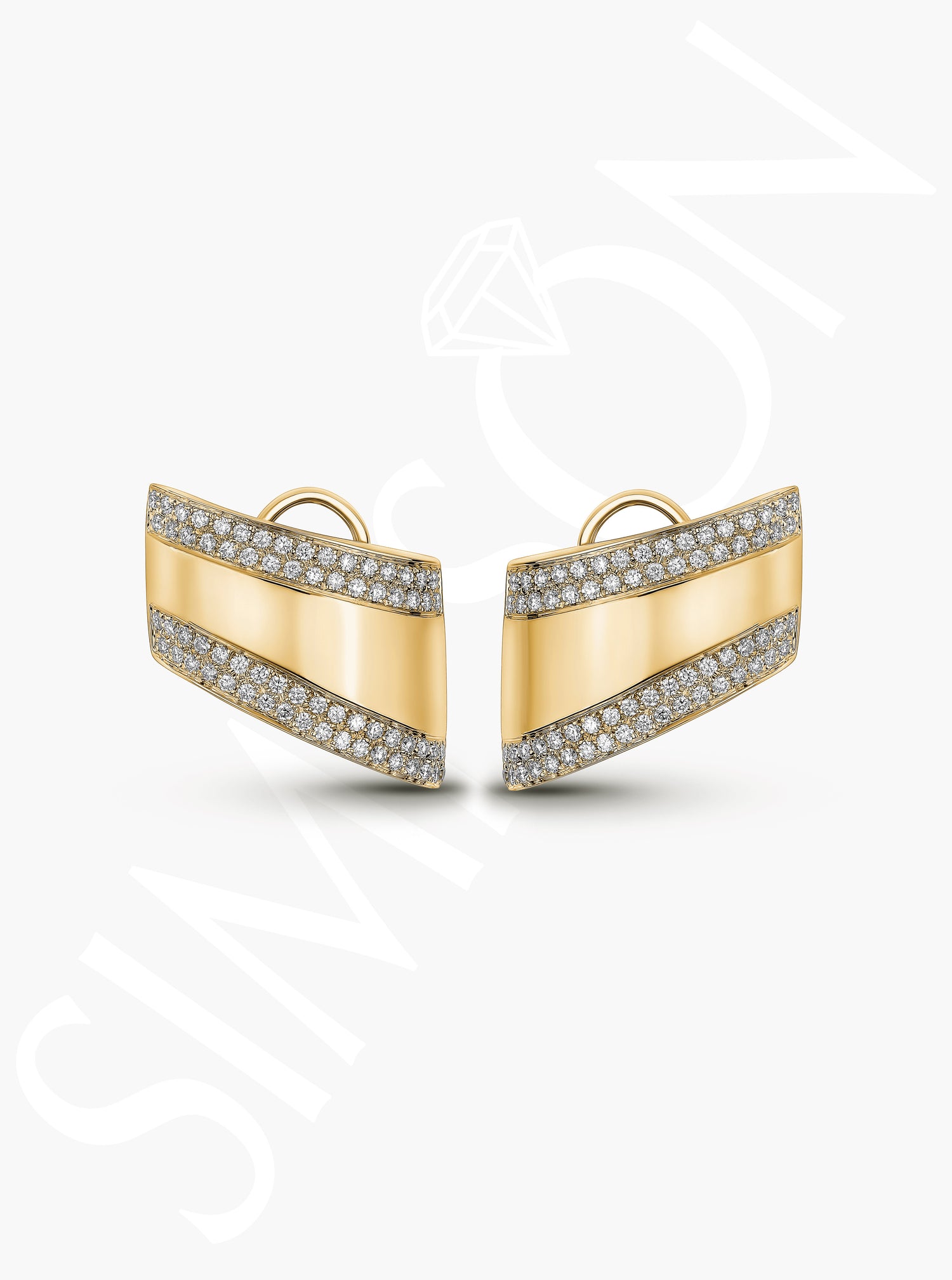 Yellow Gold Inlay Diamond Earrings