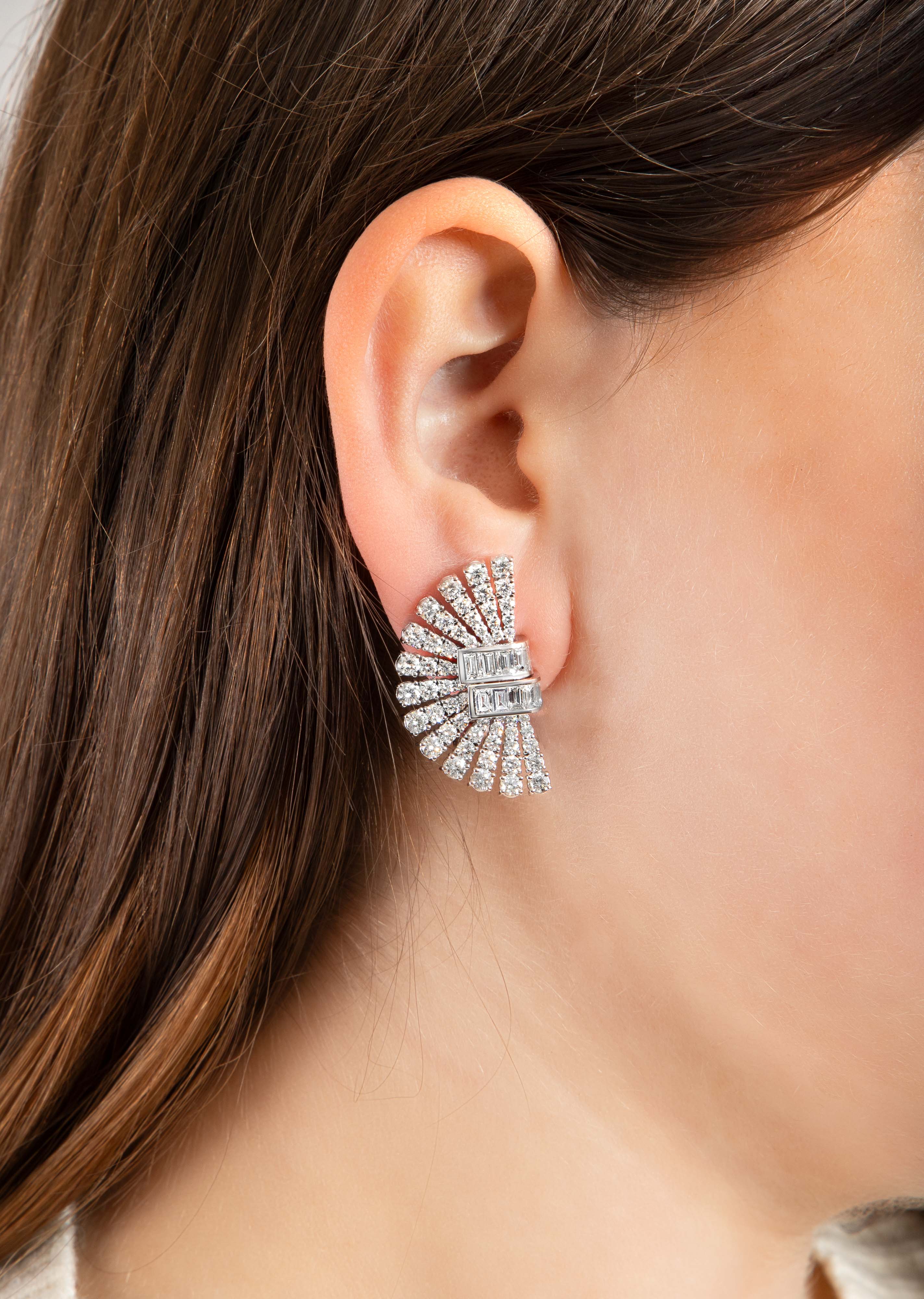 Diamond Fan Earrings