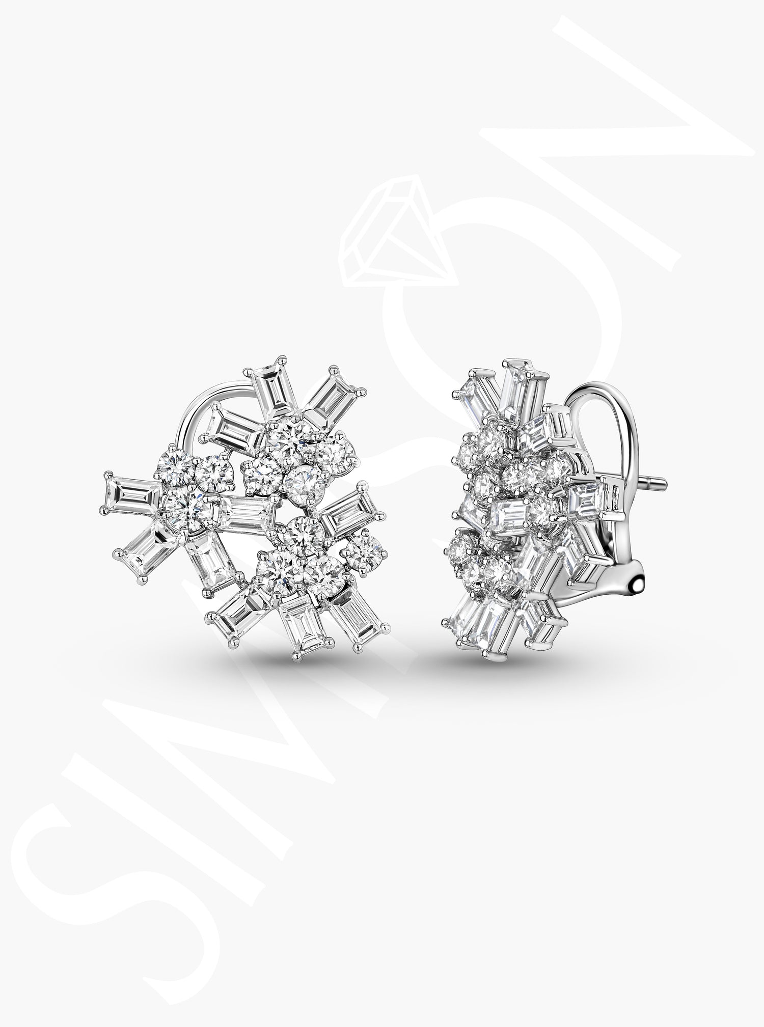 Diamond Flower Cluster Earrings