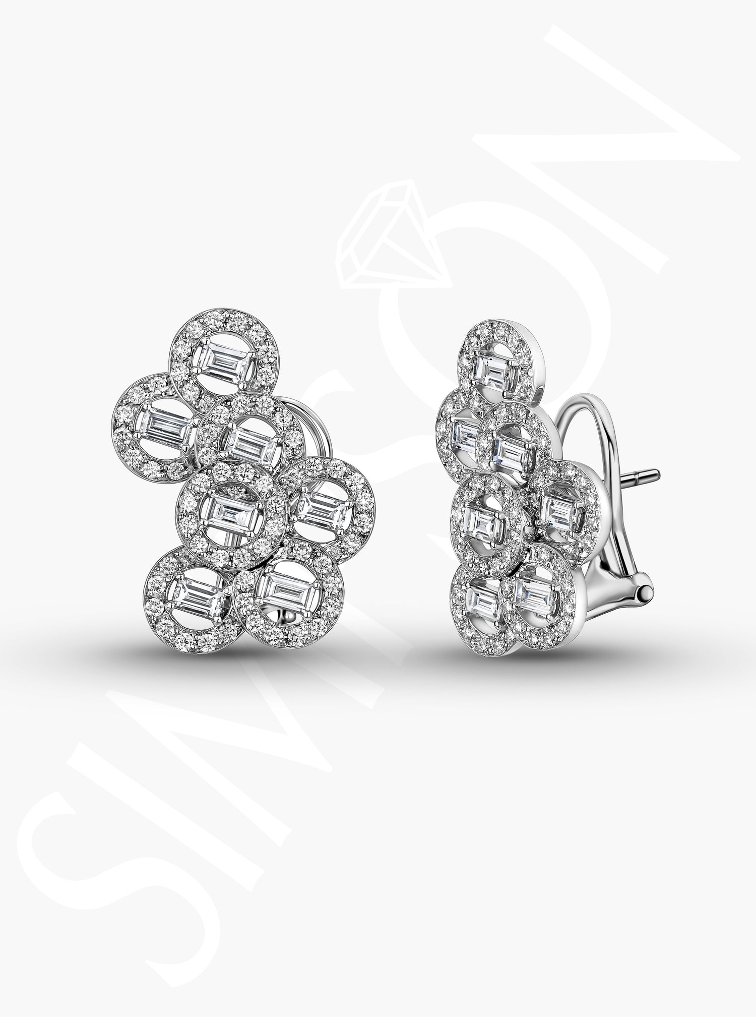 Diamond Circle Cluster Earrings