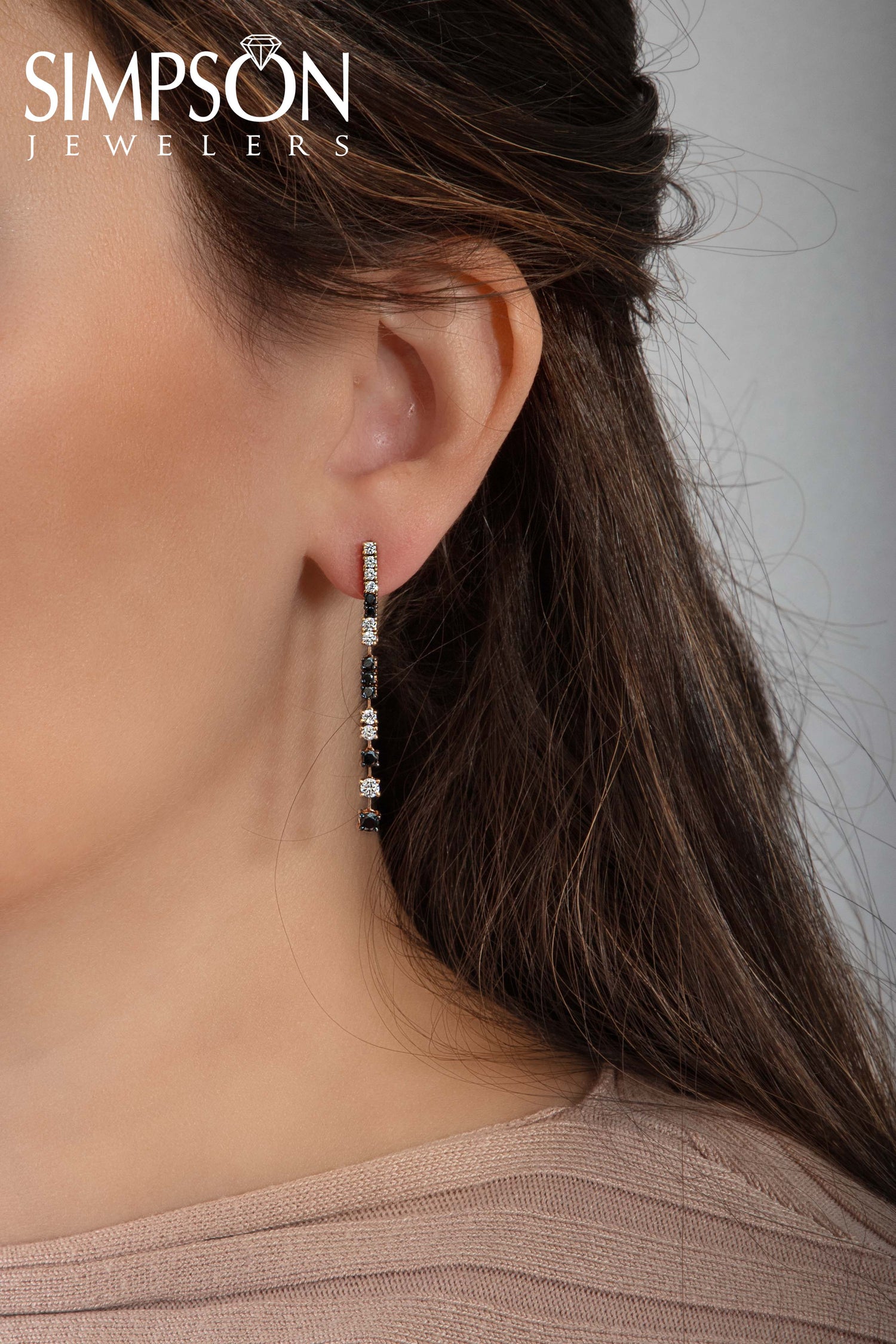 Black and White Diamond Drop Earrings