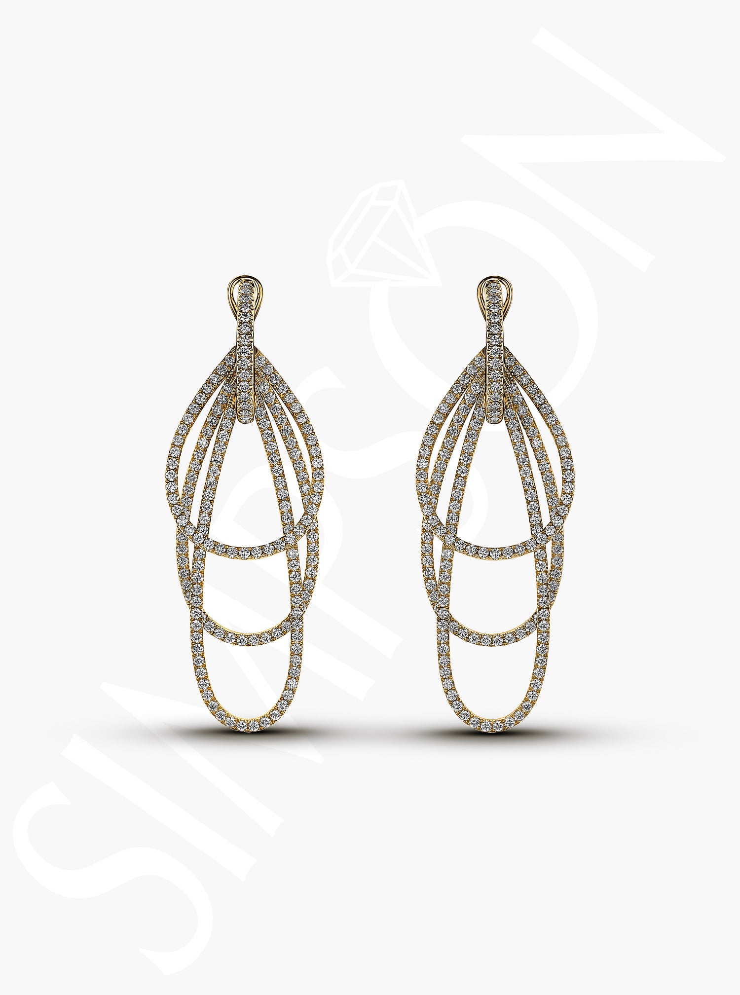 Multi-Loop Diamond Dangle Earrings