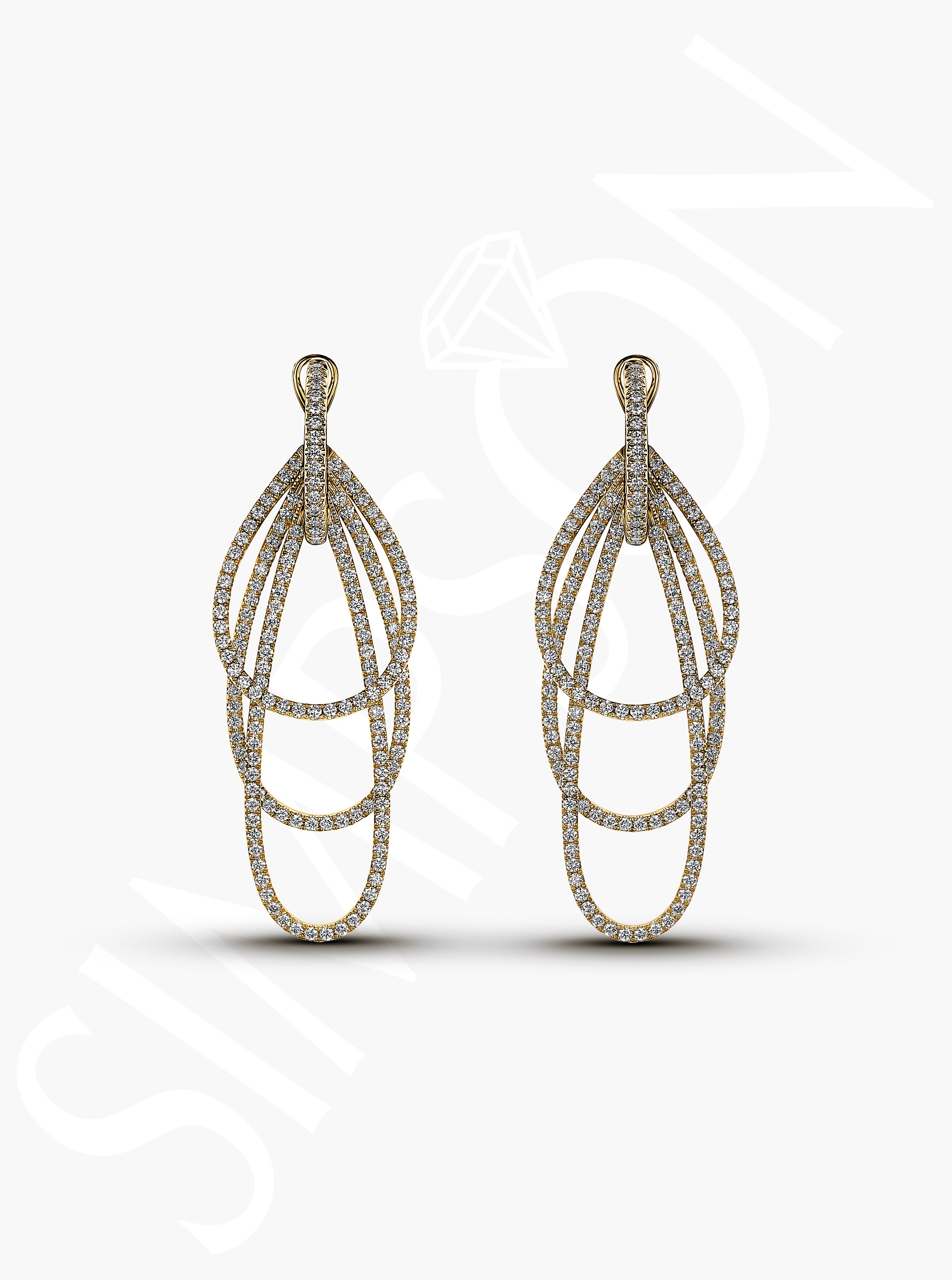 Multi-Loop Diamond Dangle Earrings