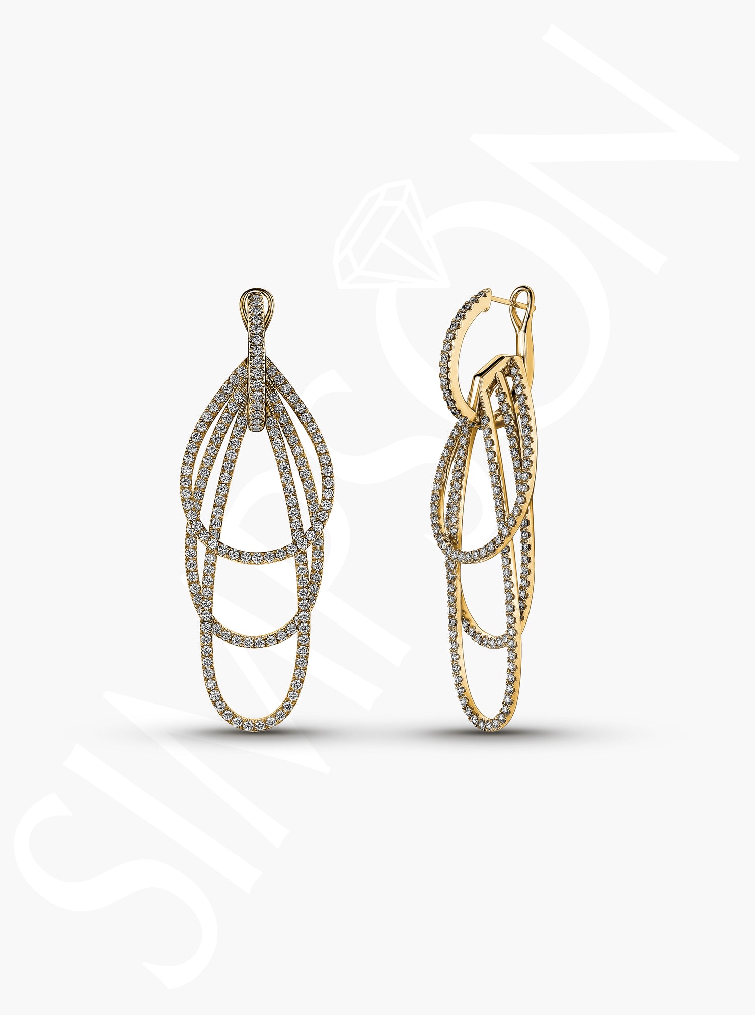 Multi-Loop Diamond Dangle Earrings