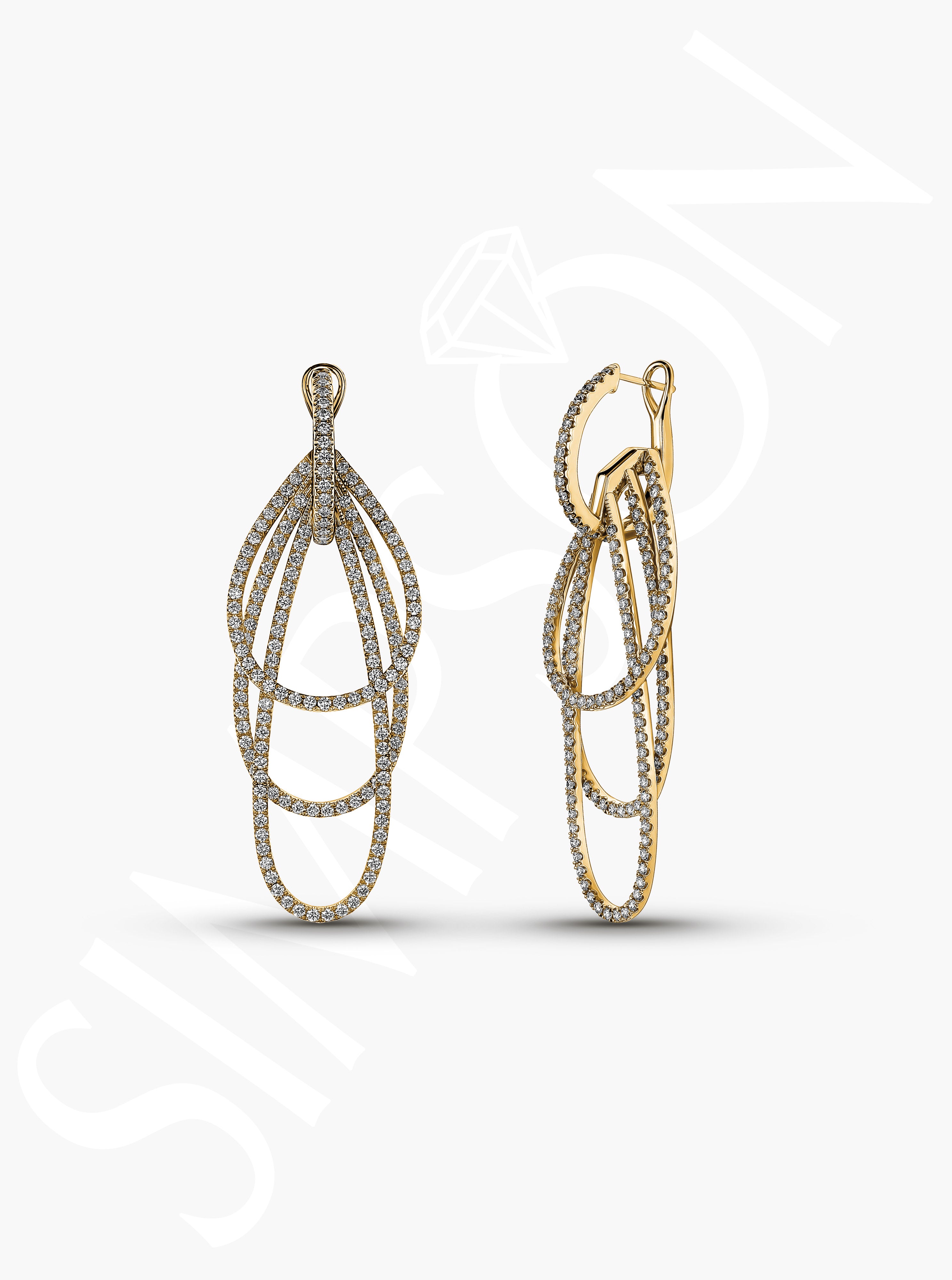 Multi-Loop Diamond Dangle Earrings