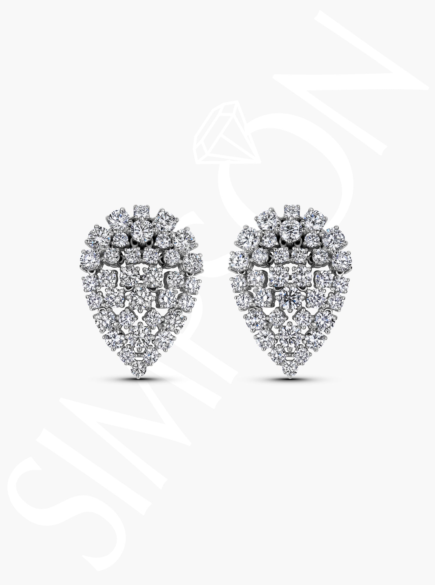 Pear-Shaped Diamond Cluster Stud Earrings