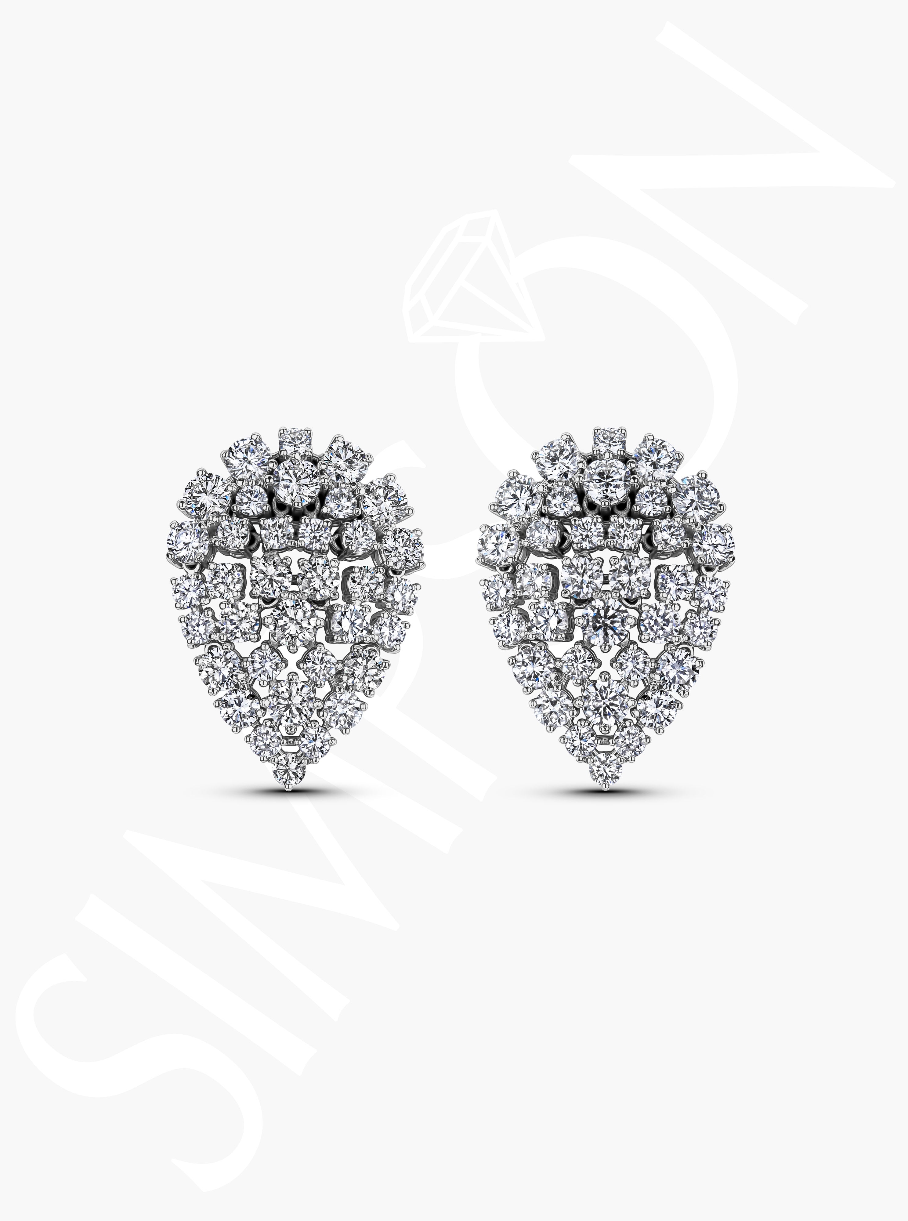 Pear-Shaped Diamond Cluster Stud Earrings