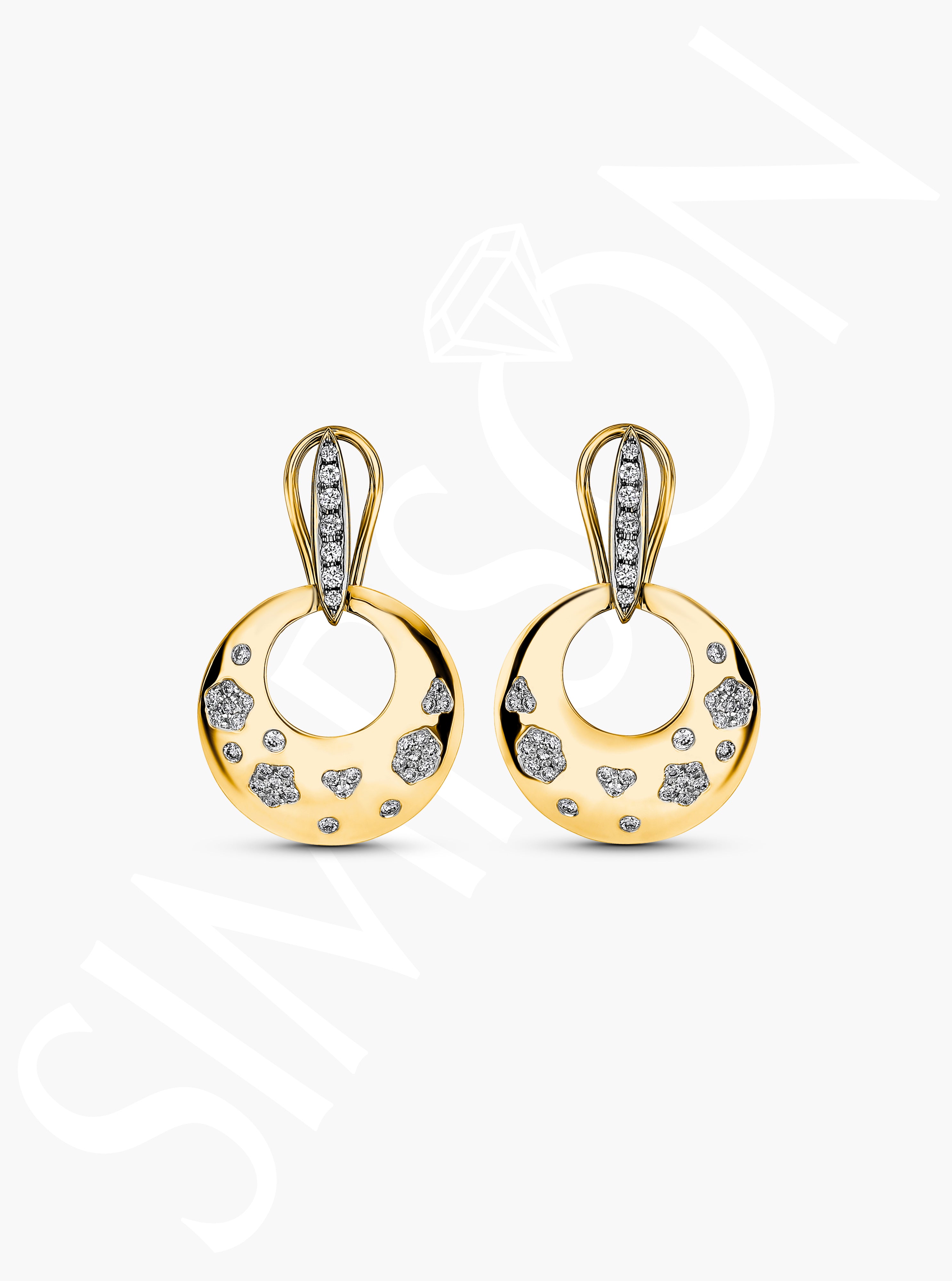 Open Circle Drop Earrings with Diamonds