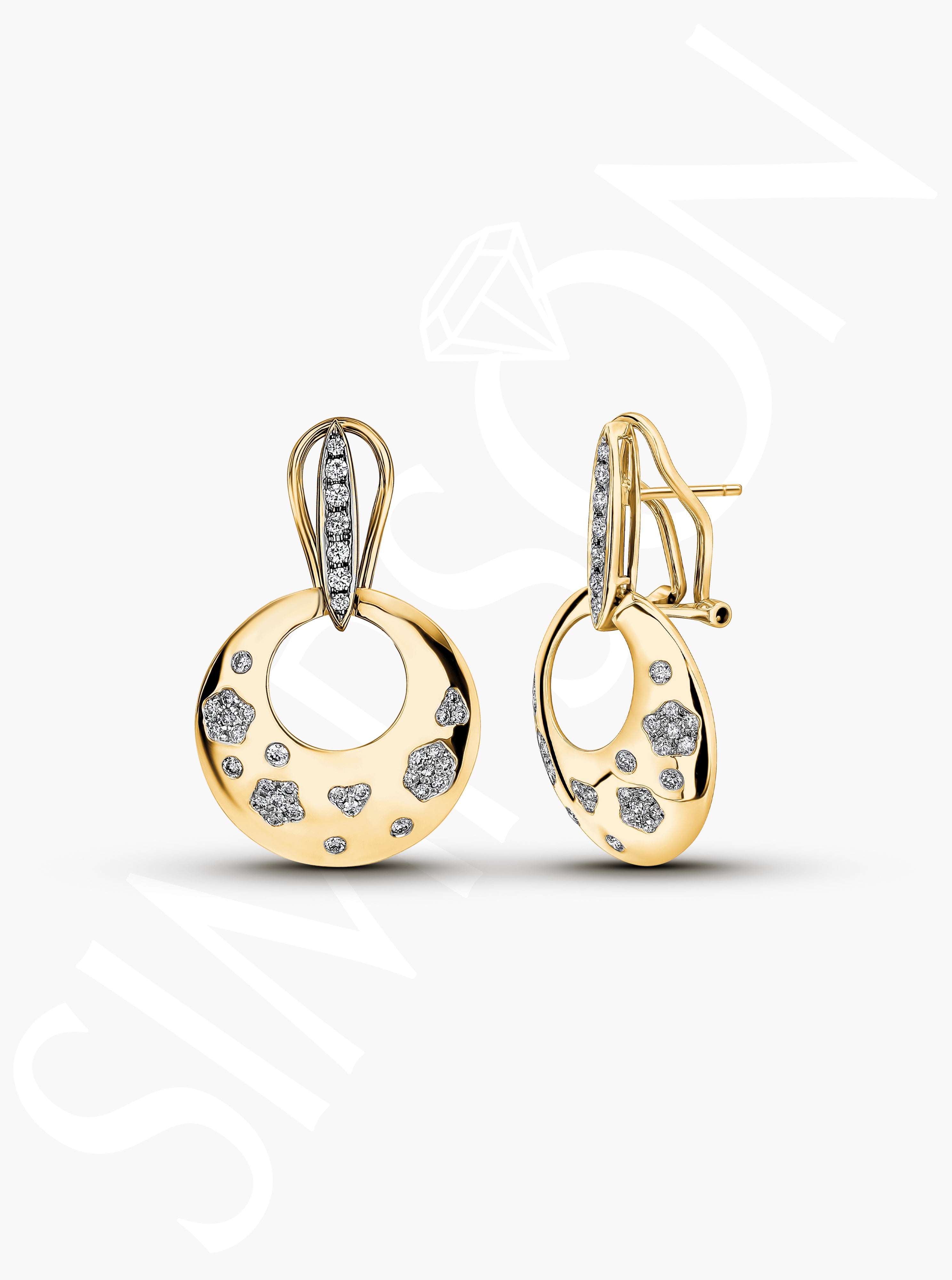 Open Circle Drop Earrings with Diamonds