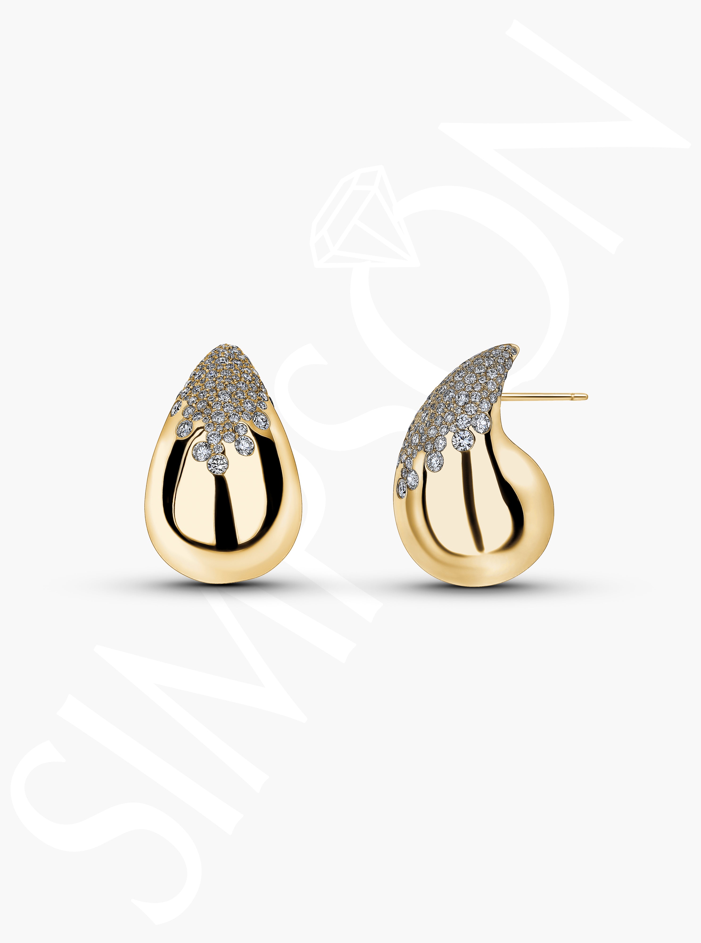 Diamond-Accented Gold Teardrop Earrings