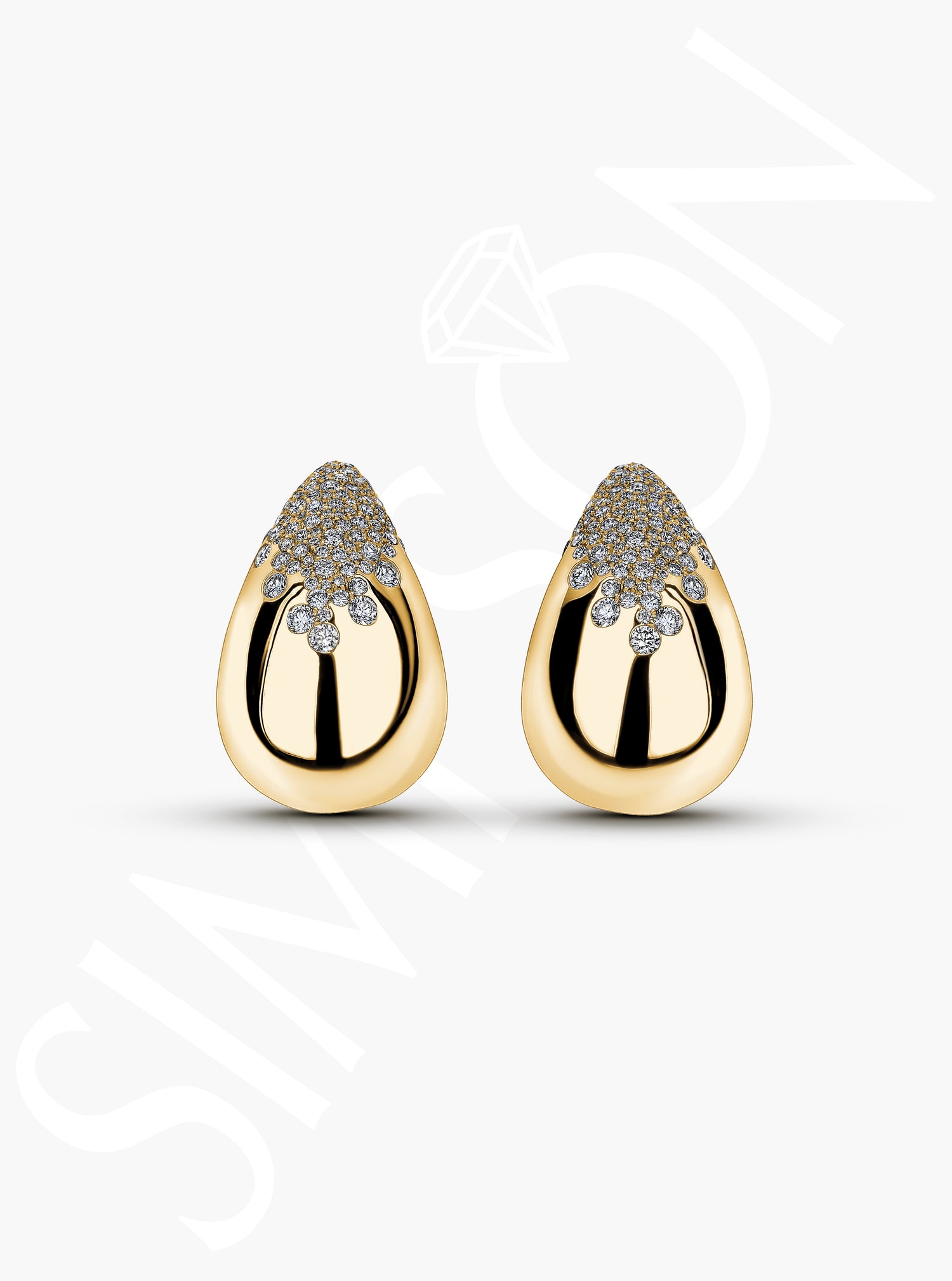 Diamond-Accented Gold Teardrop Earrings