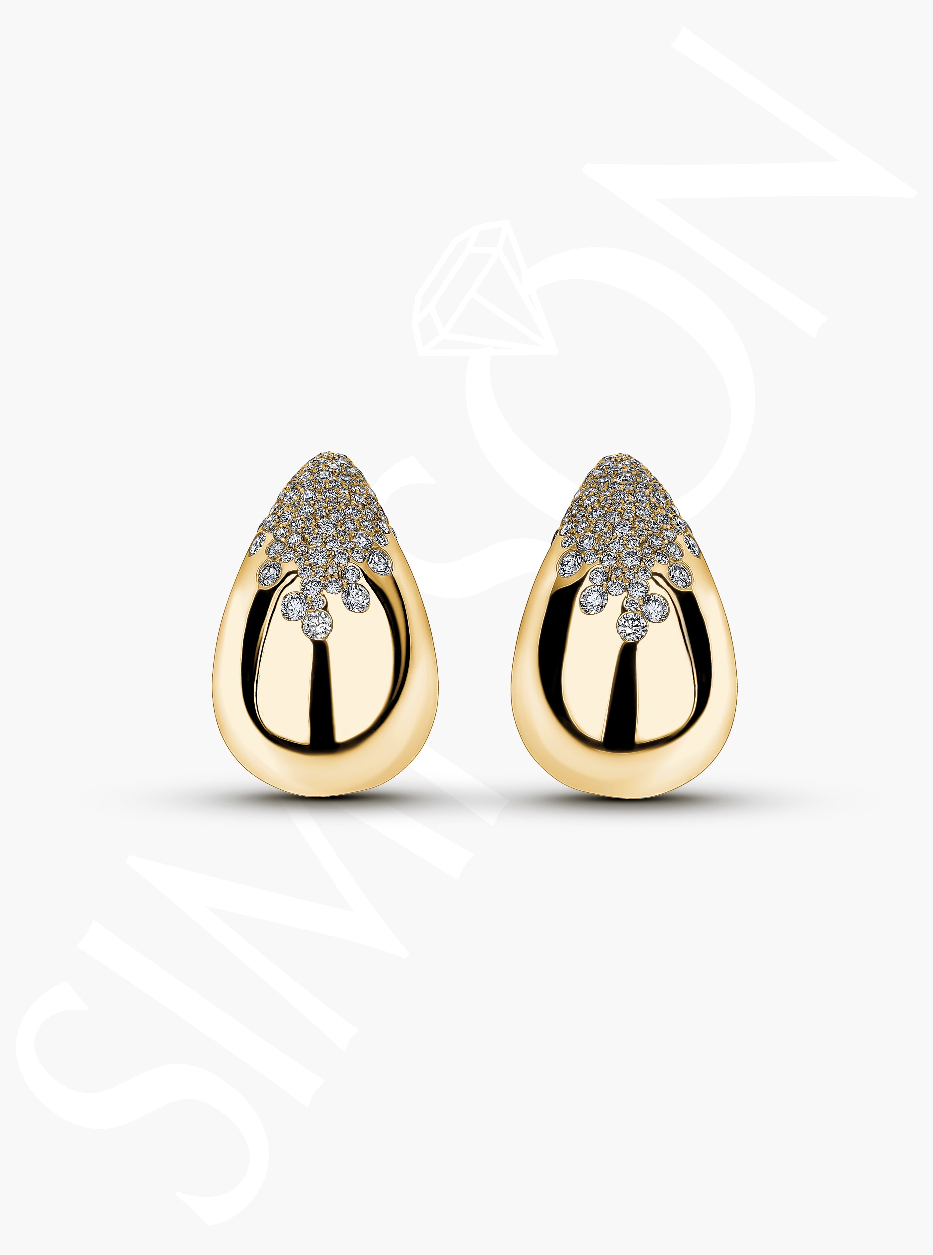 Diamond-Accented Gold Teardrop Earrings