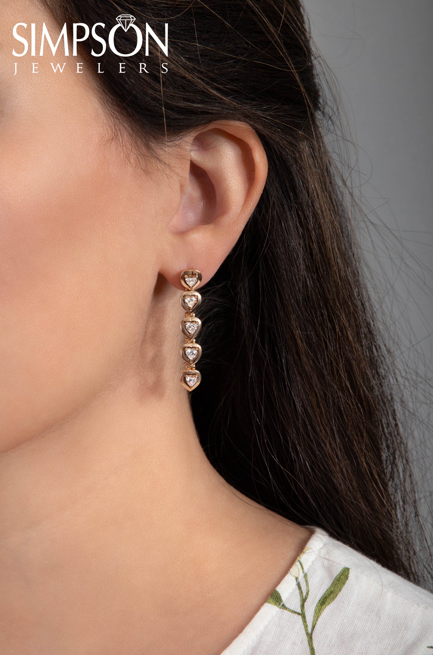 Heart Diamond Drop Earrings