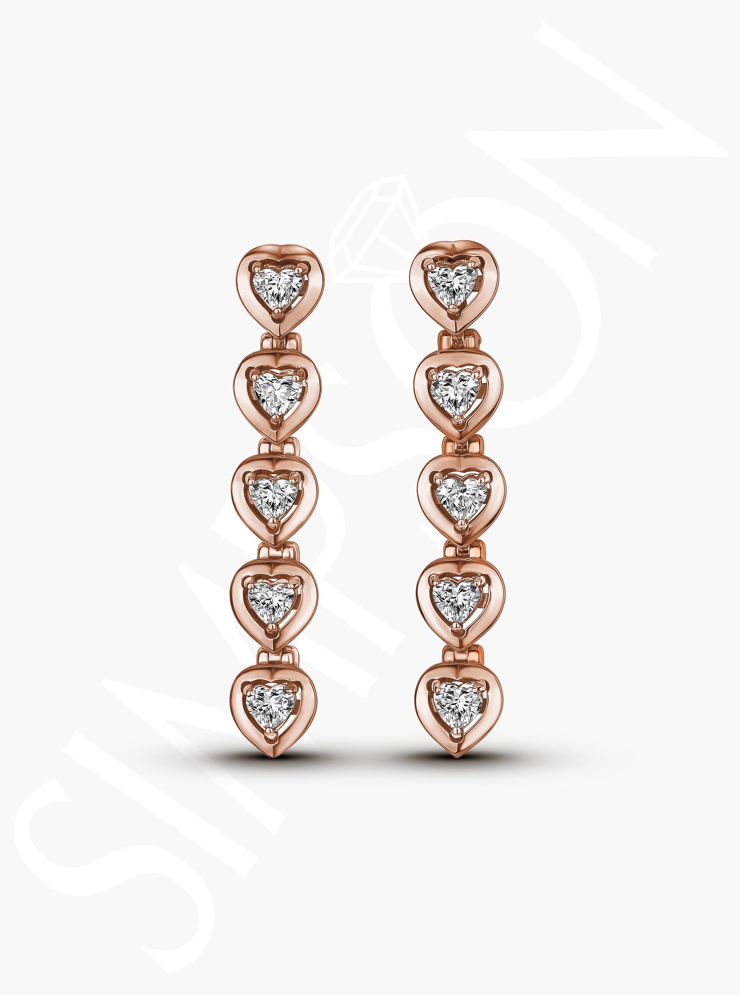 Heart Diamond Drop Earrings