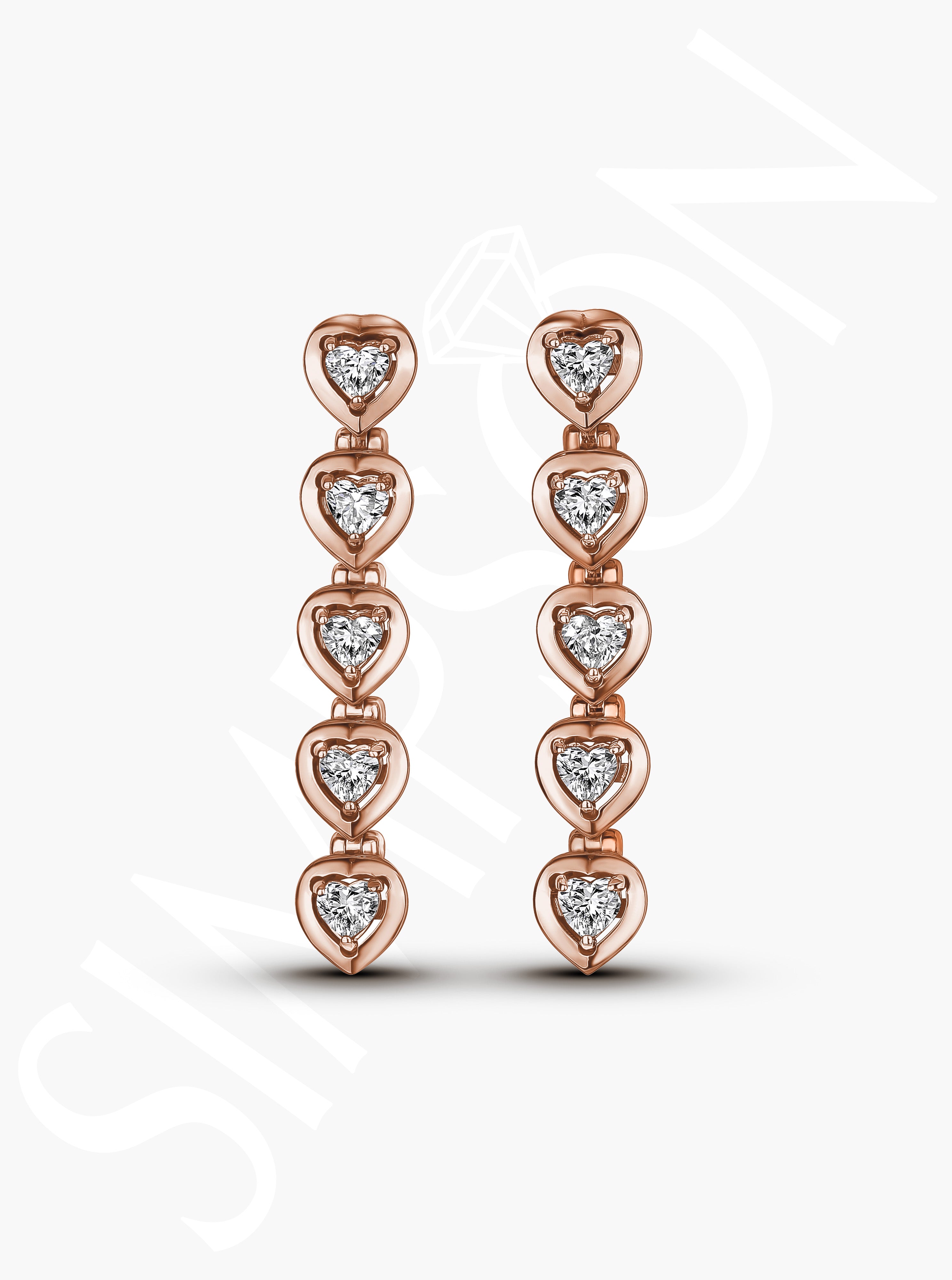 Heart Diamond Drop Earrings