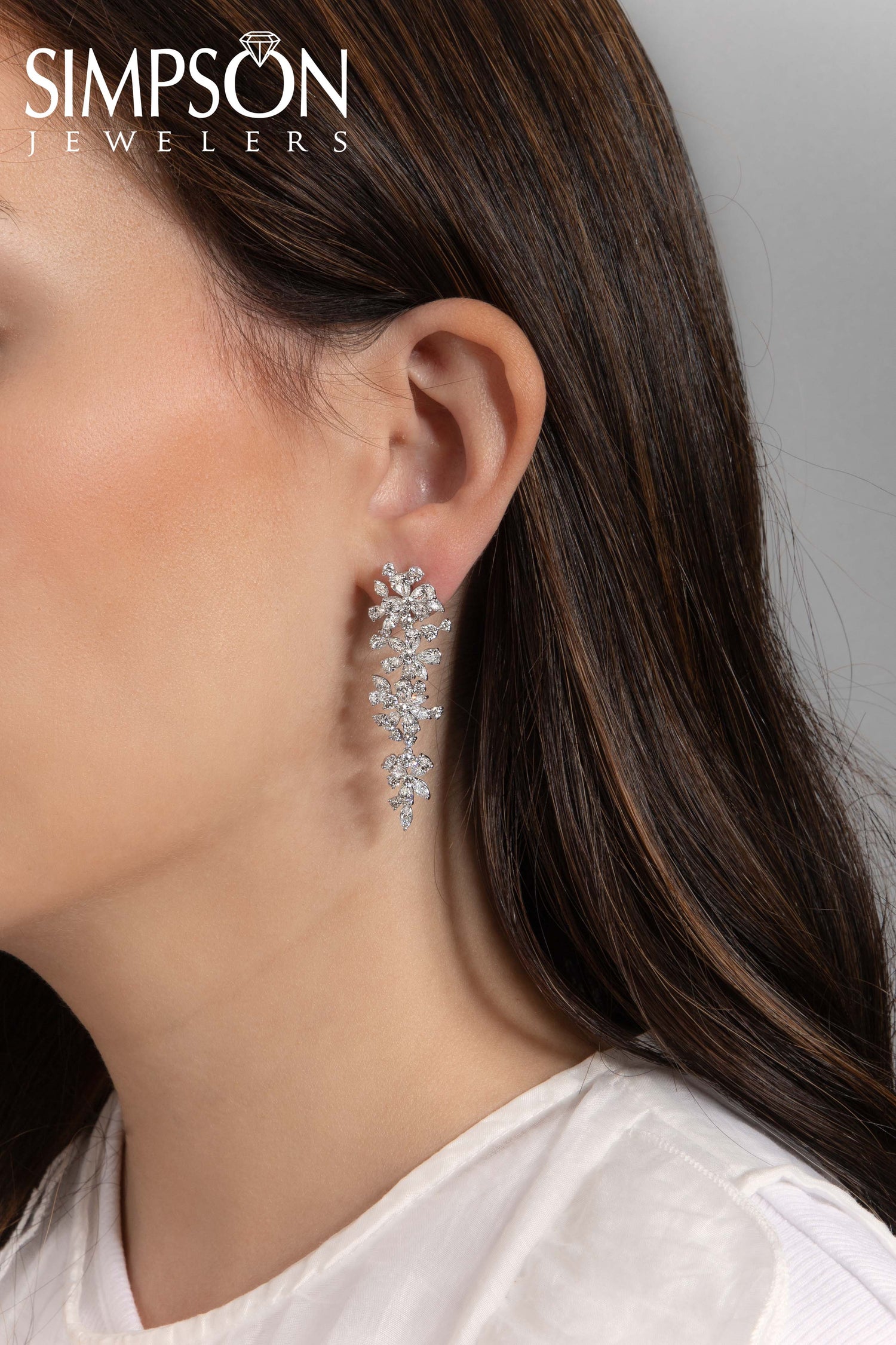 Floral Diamond Drop Earrings
