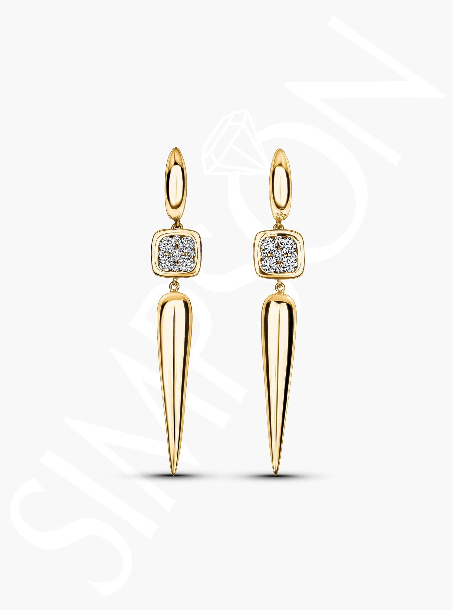 Gold Drop Earrings with Diamond Accents