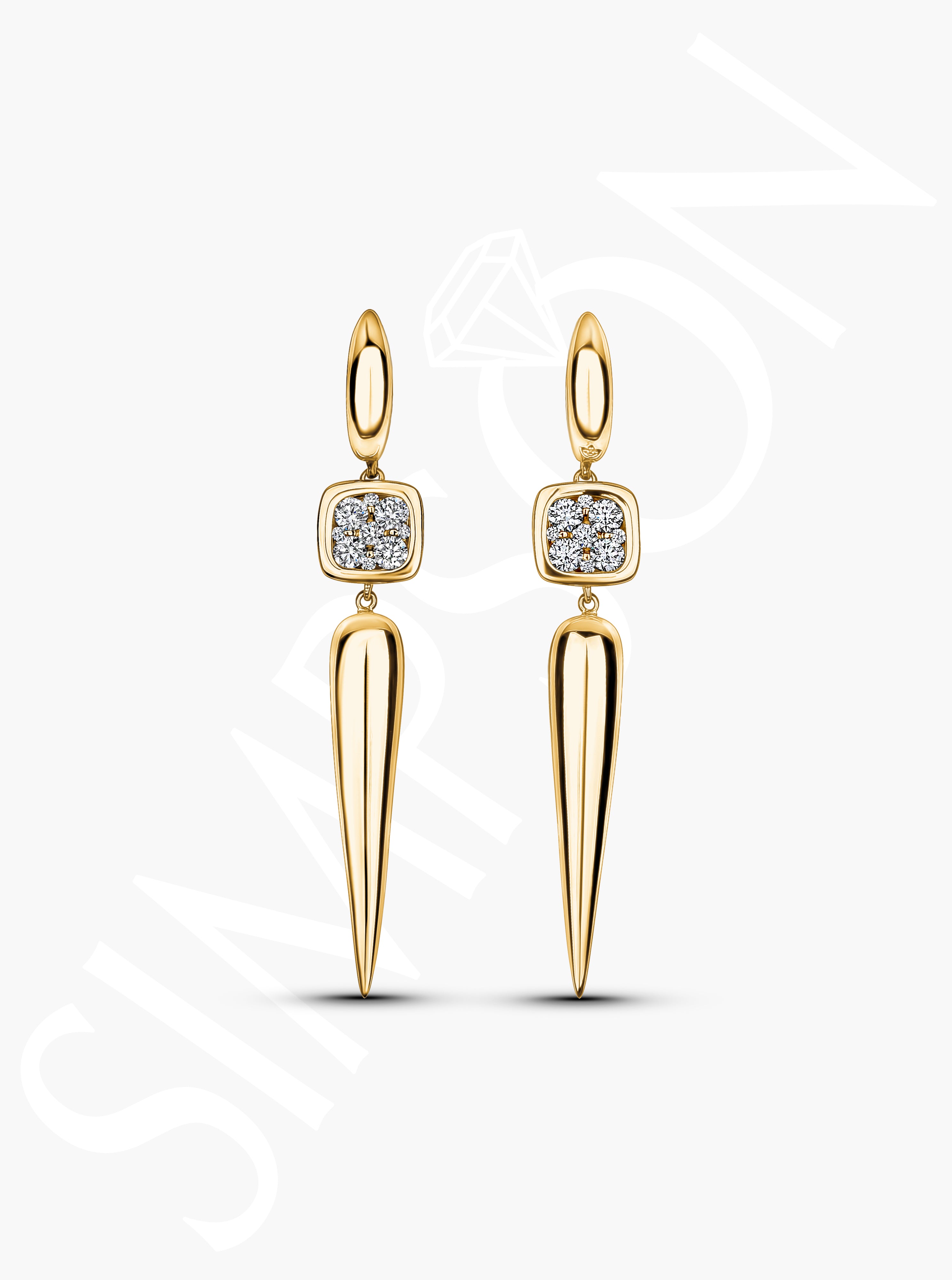 Gold Drop Earrings with Diamond Accents