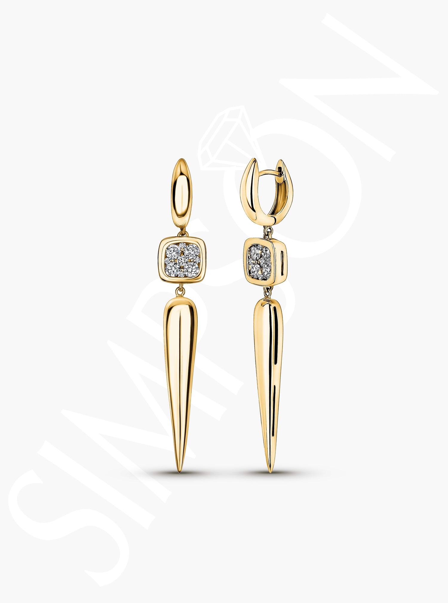 Gold Drop Earrings with Diamond Accents