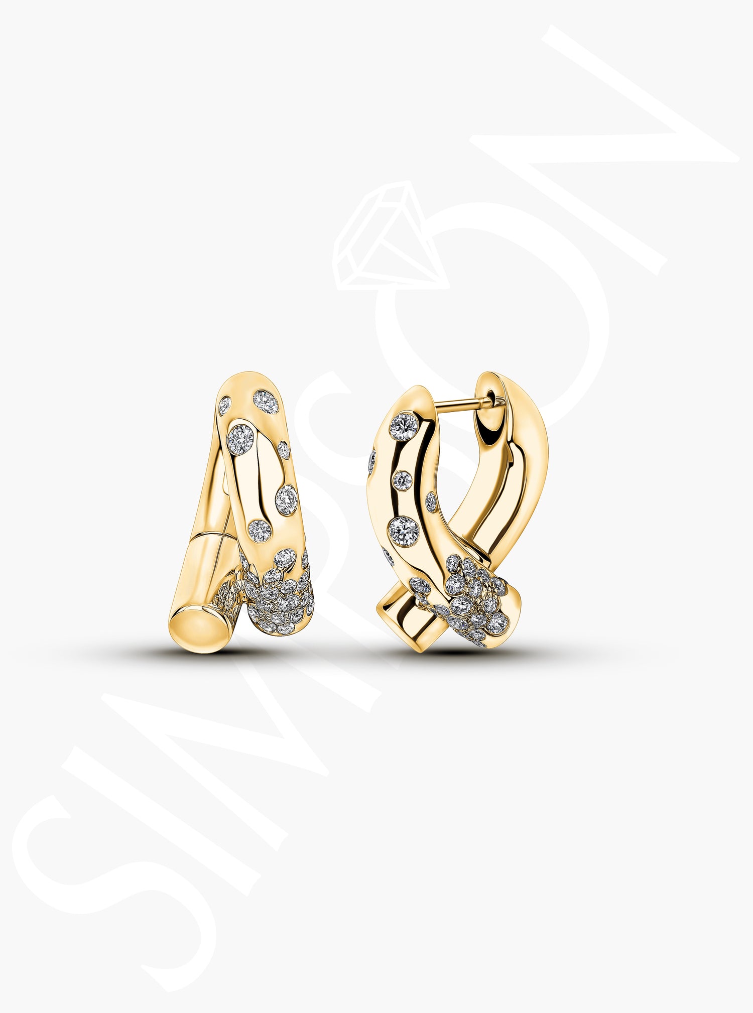 Yellow Gold Diamond Sprinkle Earrings