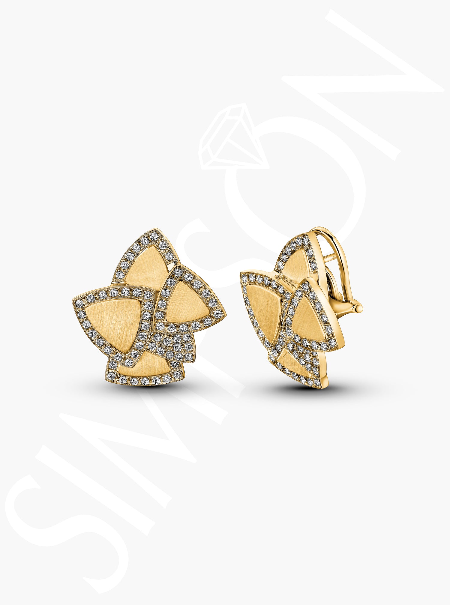 Geometric Pavé Diamond Drop Earrings