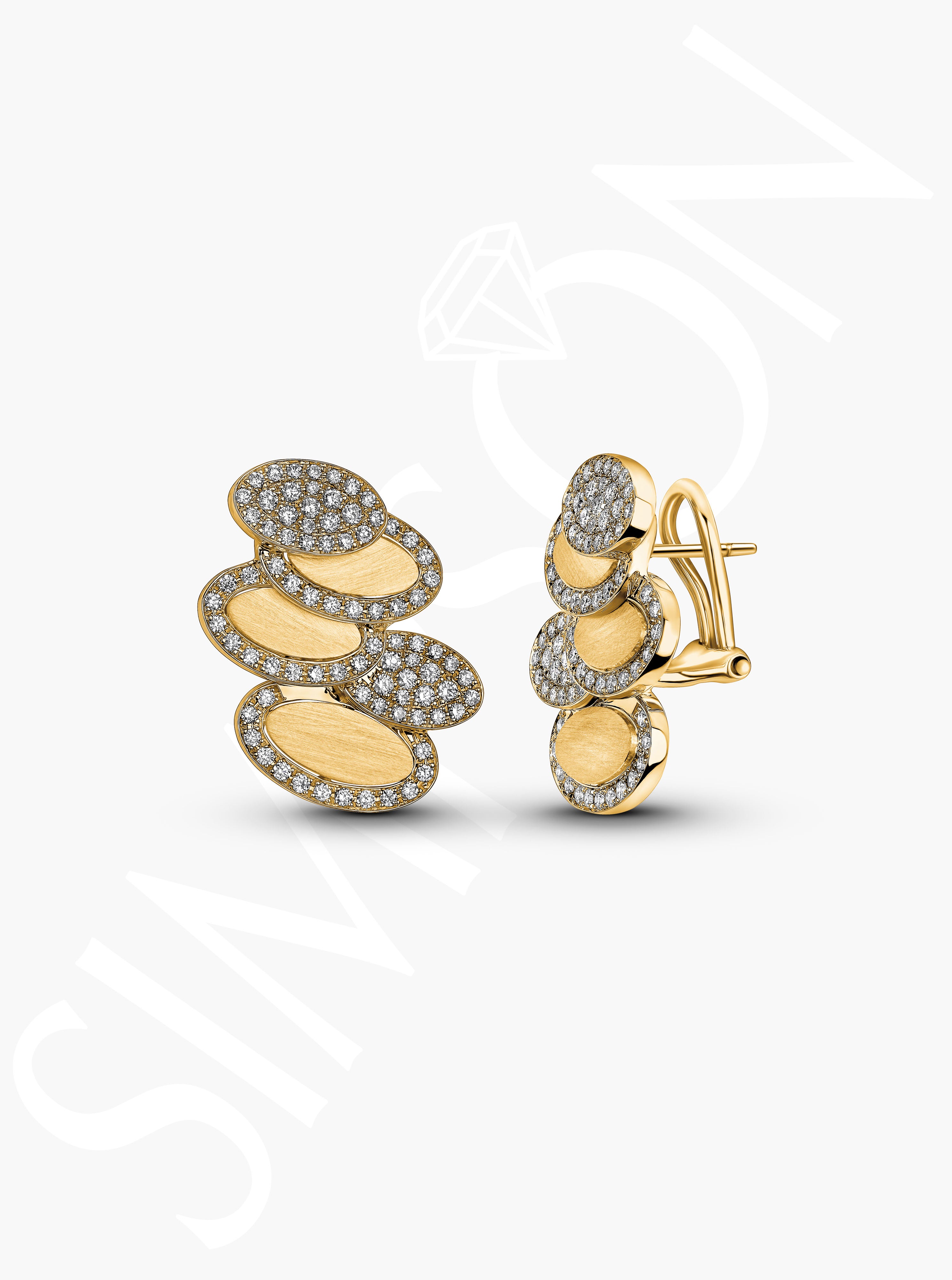 Oval Pavé Diamond Drop Earrings