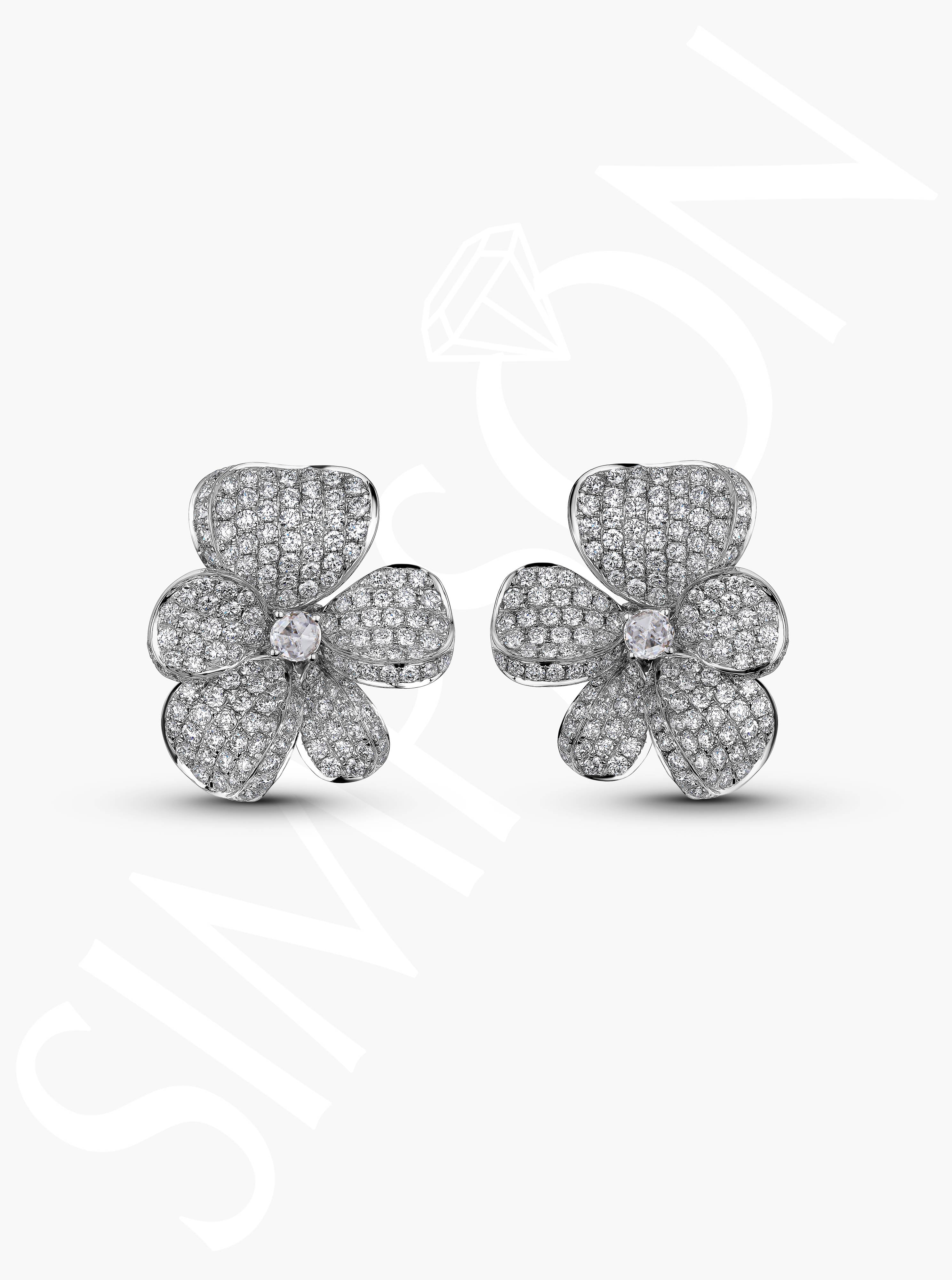 Pavé Diamond Flower Earrings