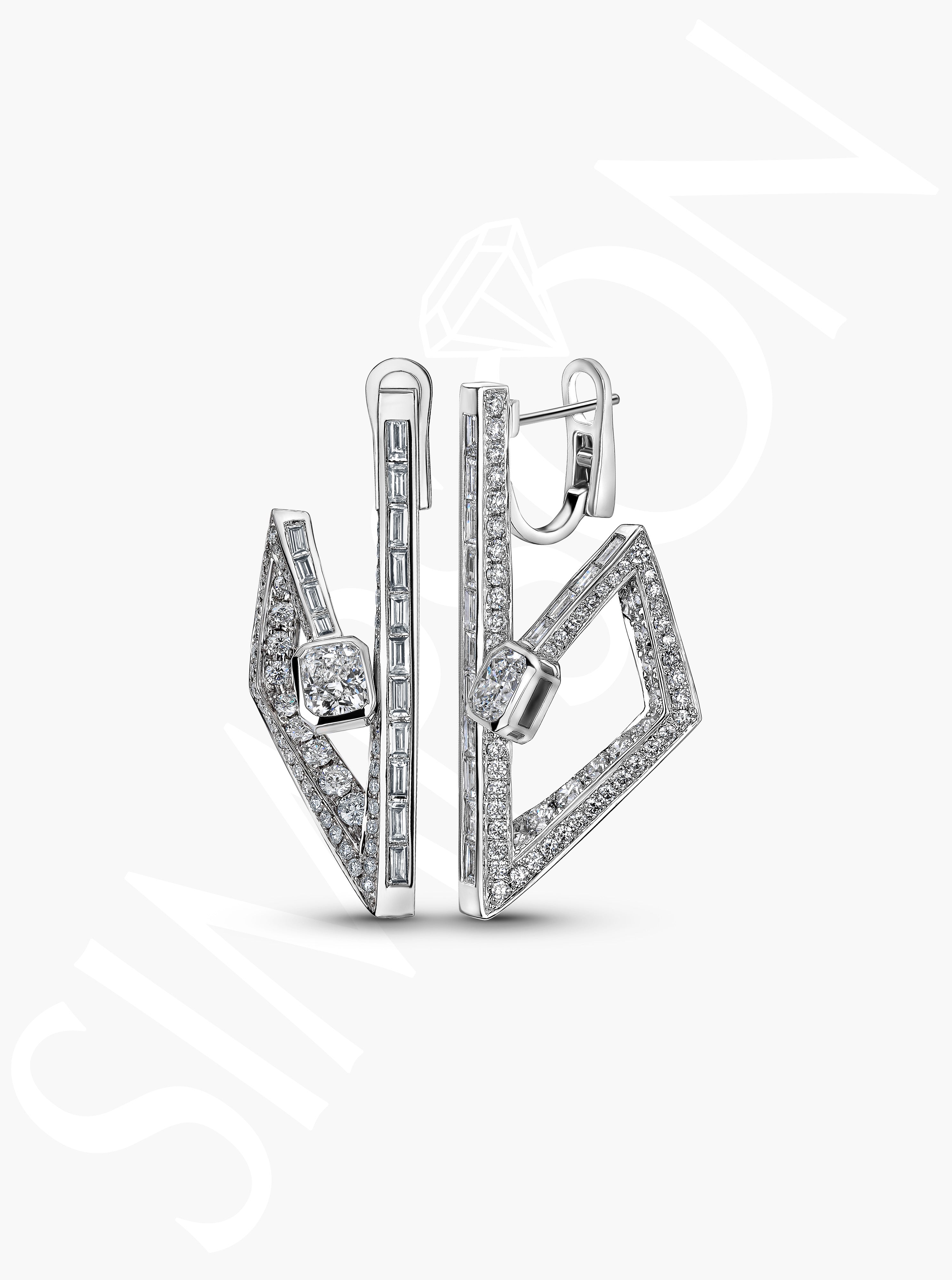 Geometric Diamond Hoop Earrings