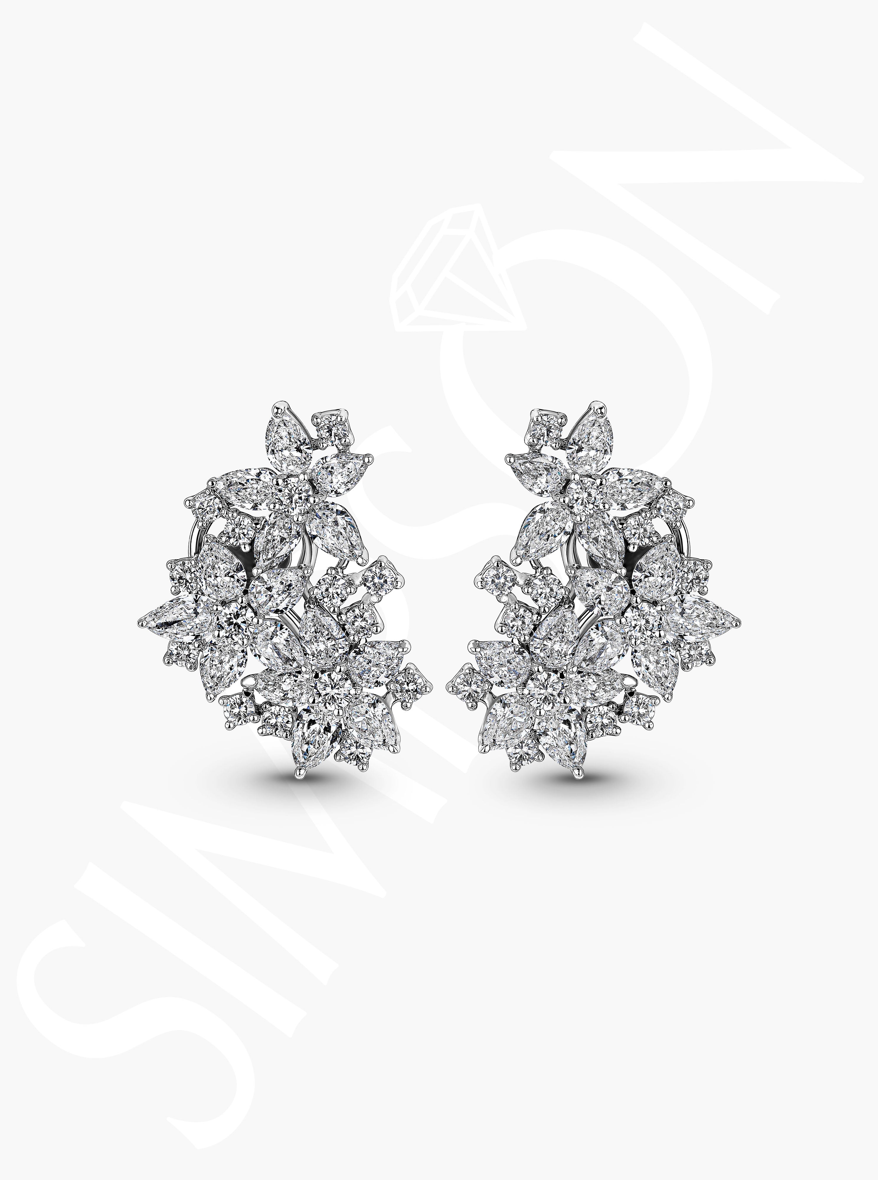 Floral Diamond Cluster Earrings