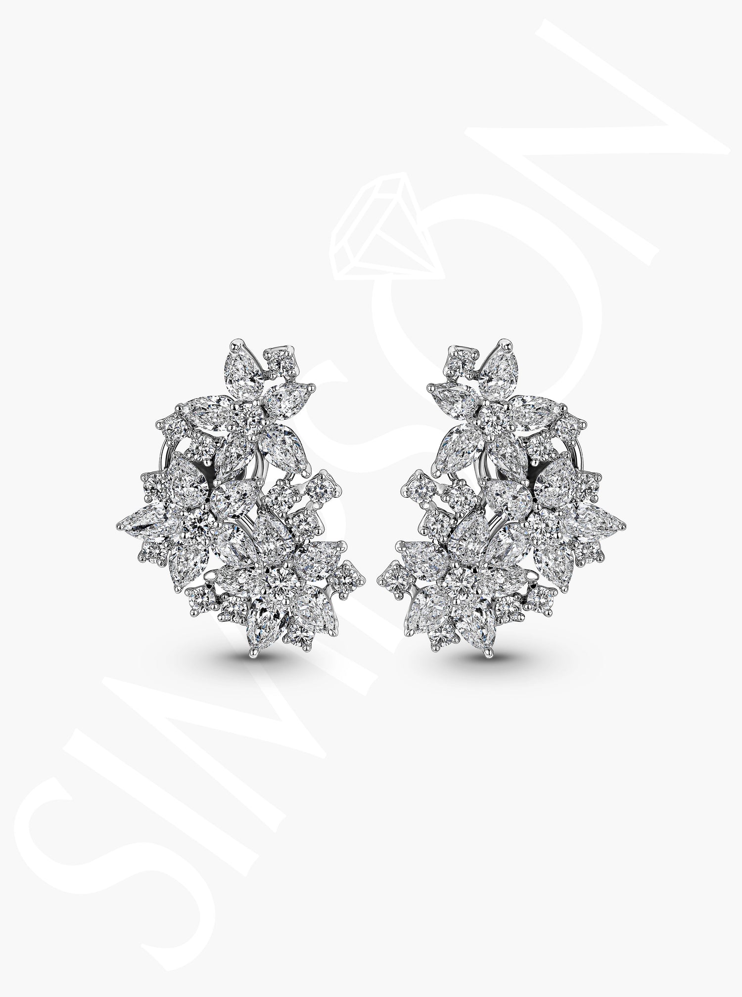 Floral Diamond Cluster Earrings
